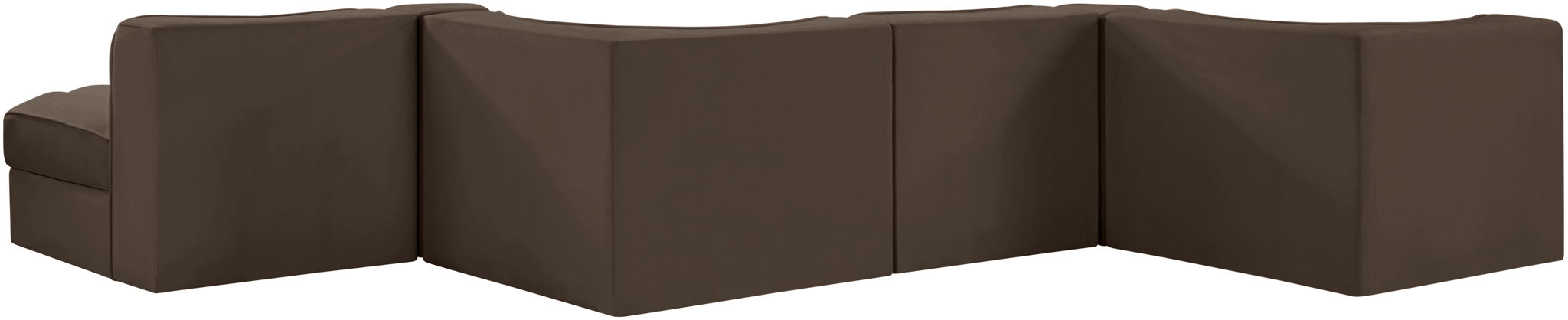 Rummi - Rounded Velvet Performance Fabric Upholstered 6 Piece Modular Sectional