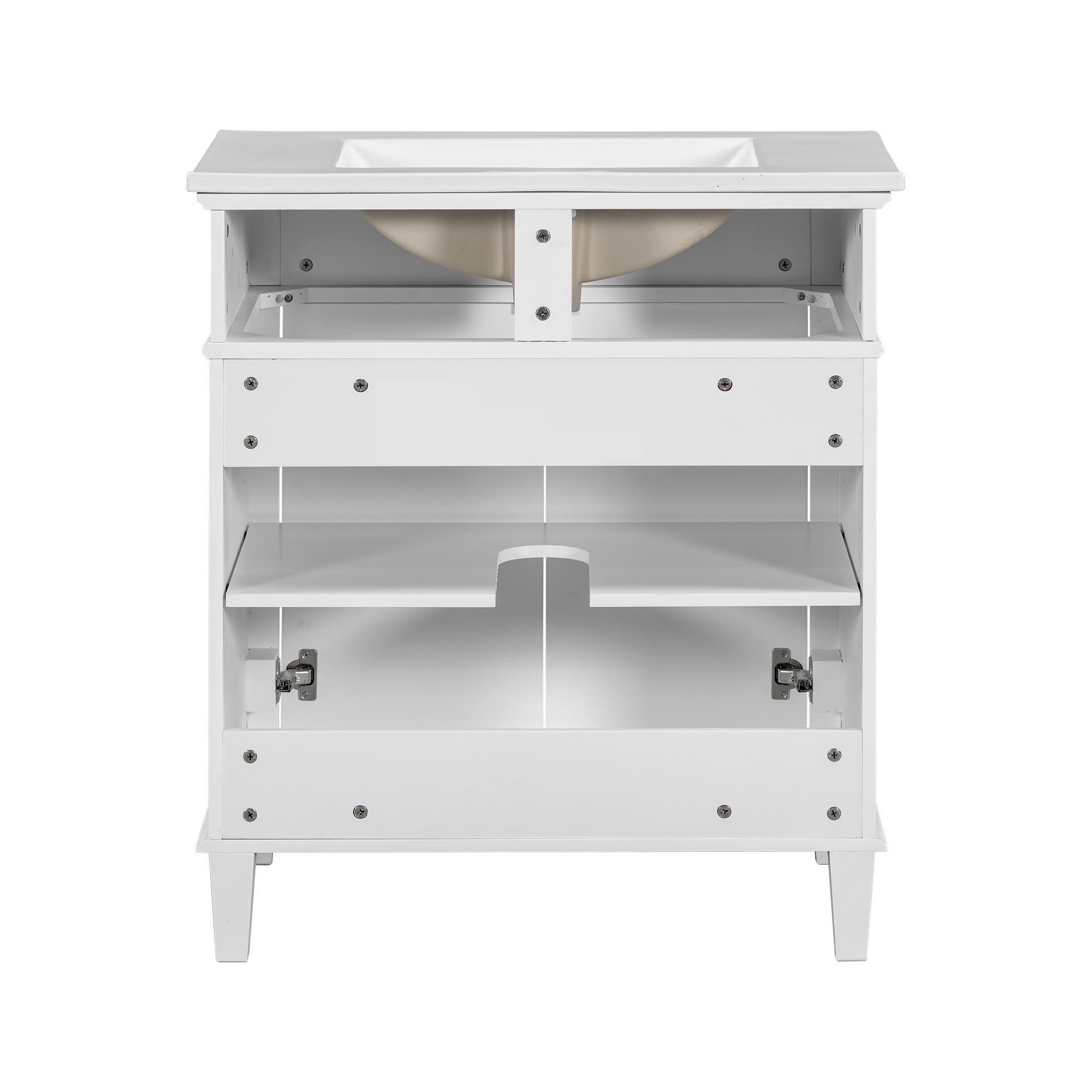 Bathroom Vanity With Ceramic Basin, Soft Close Door And Adjustable Shelves