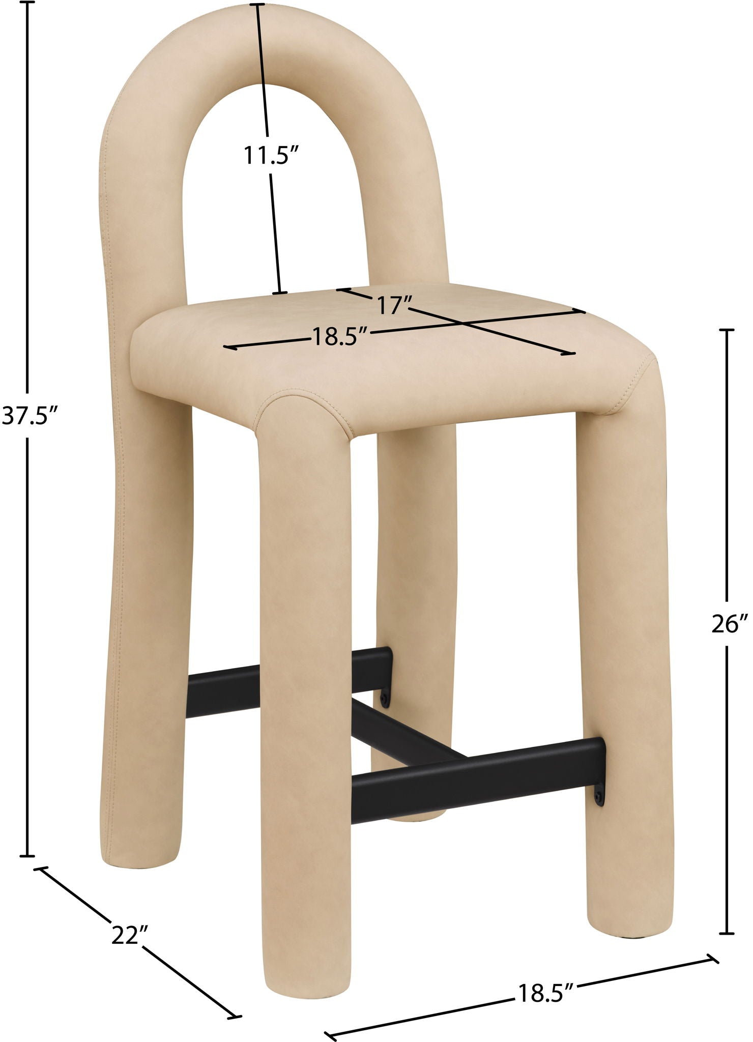 Amari - Vegan Leather and Boucle Fabric Stool