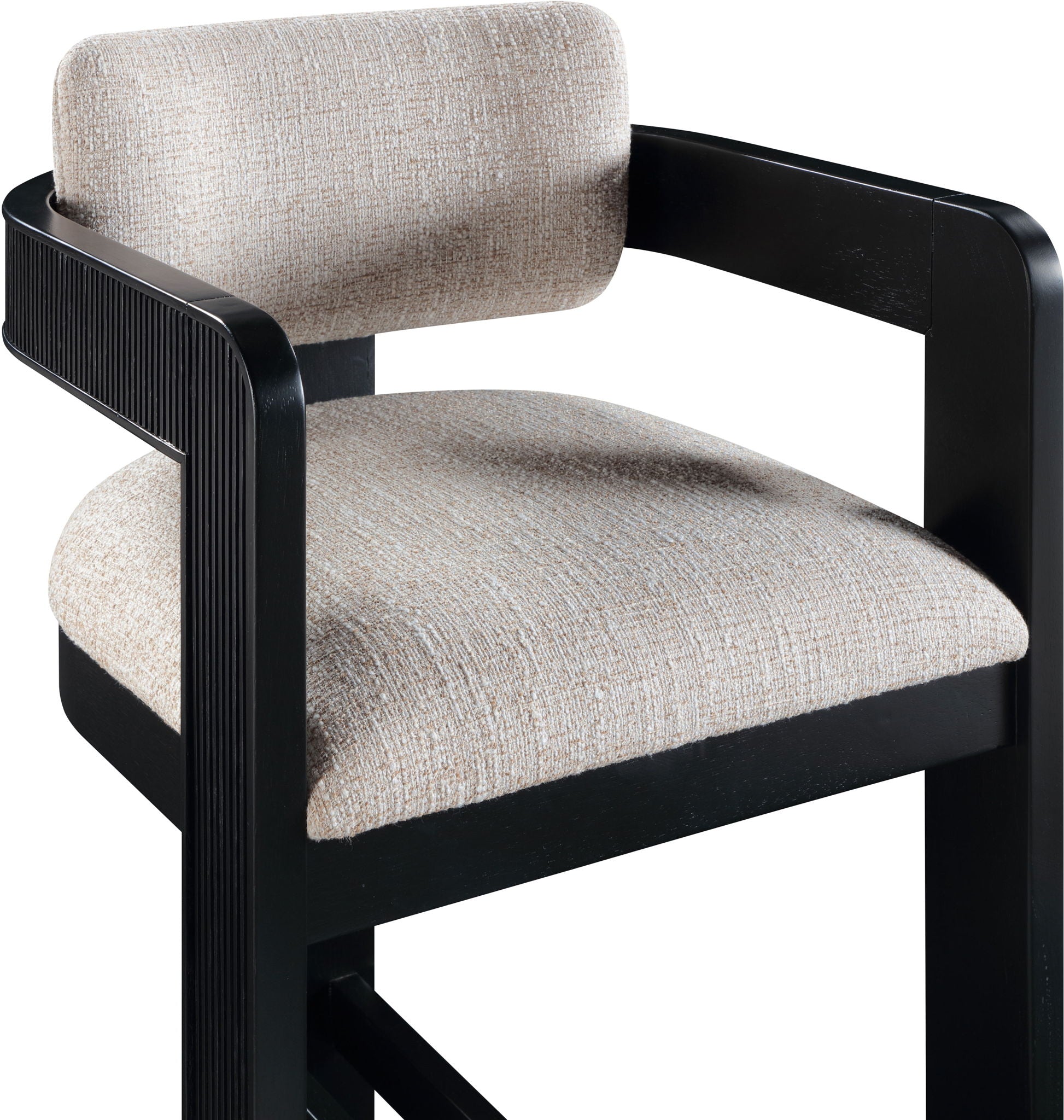 Sacha - Linen Stool With Black Base