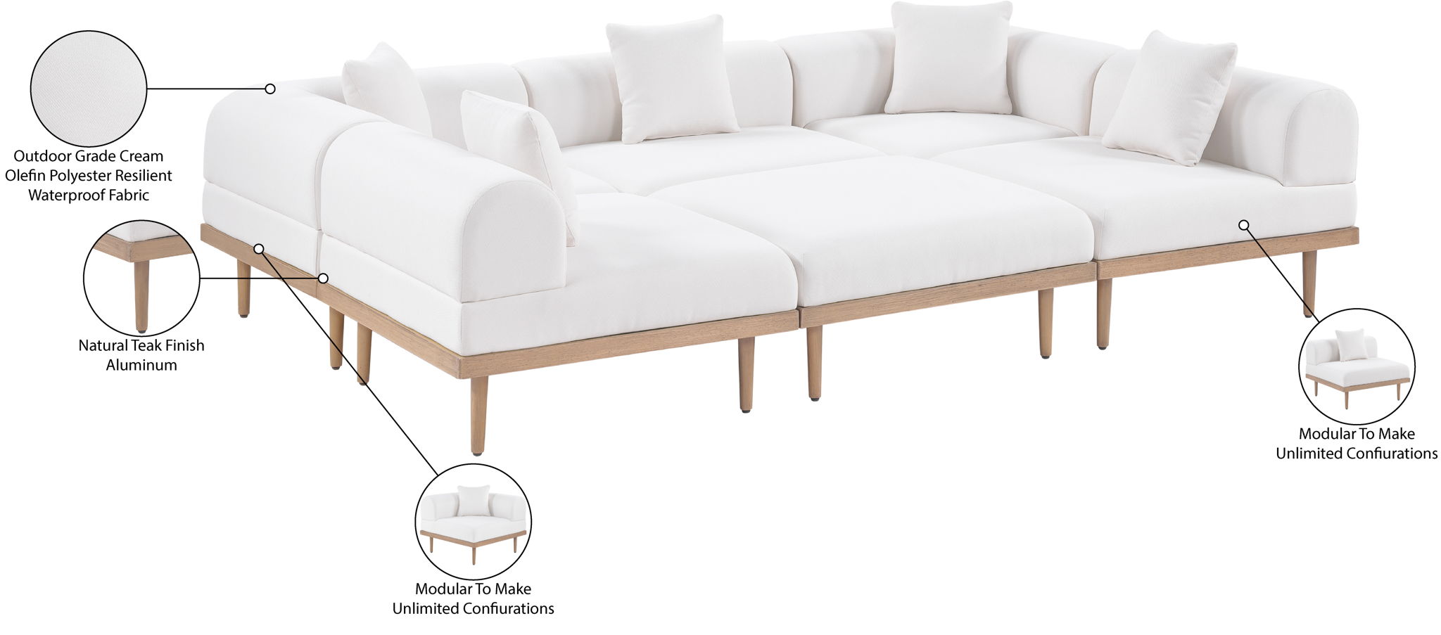 Laguna - 6 Piece 142" Outdoor Patio Modular Sectional