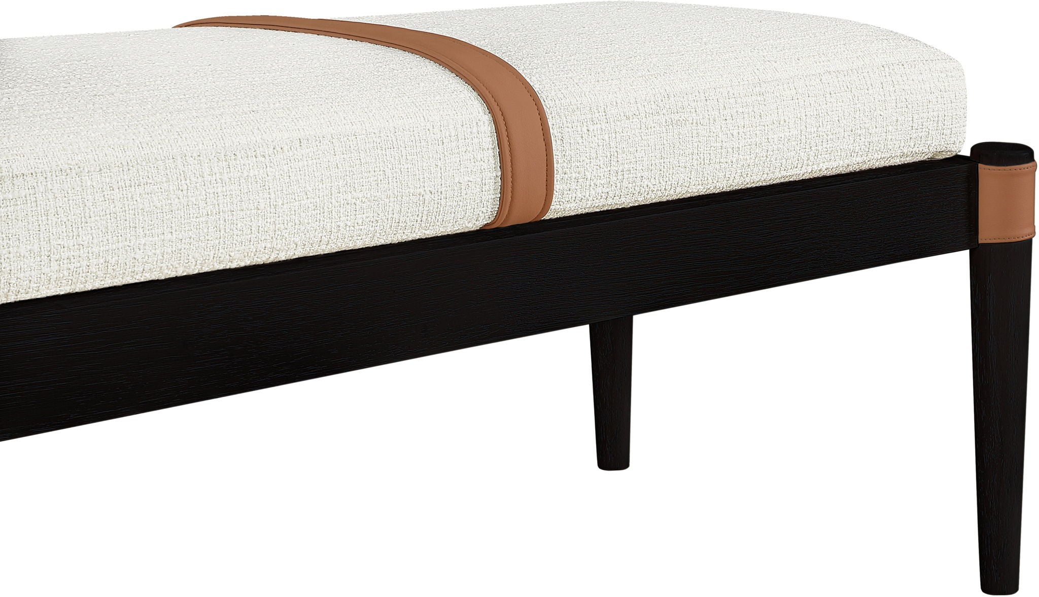 Nara - Linen Textured Fabric Upholstered Bench - Painted Black