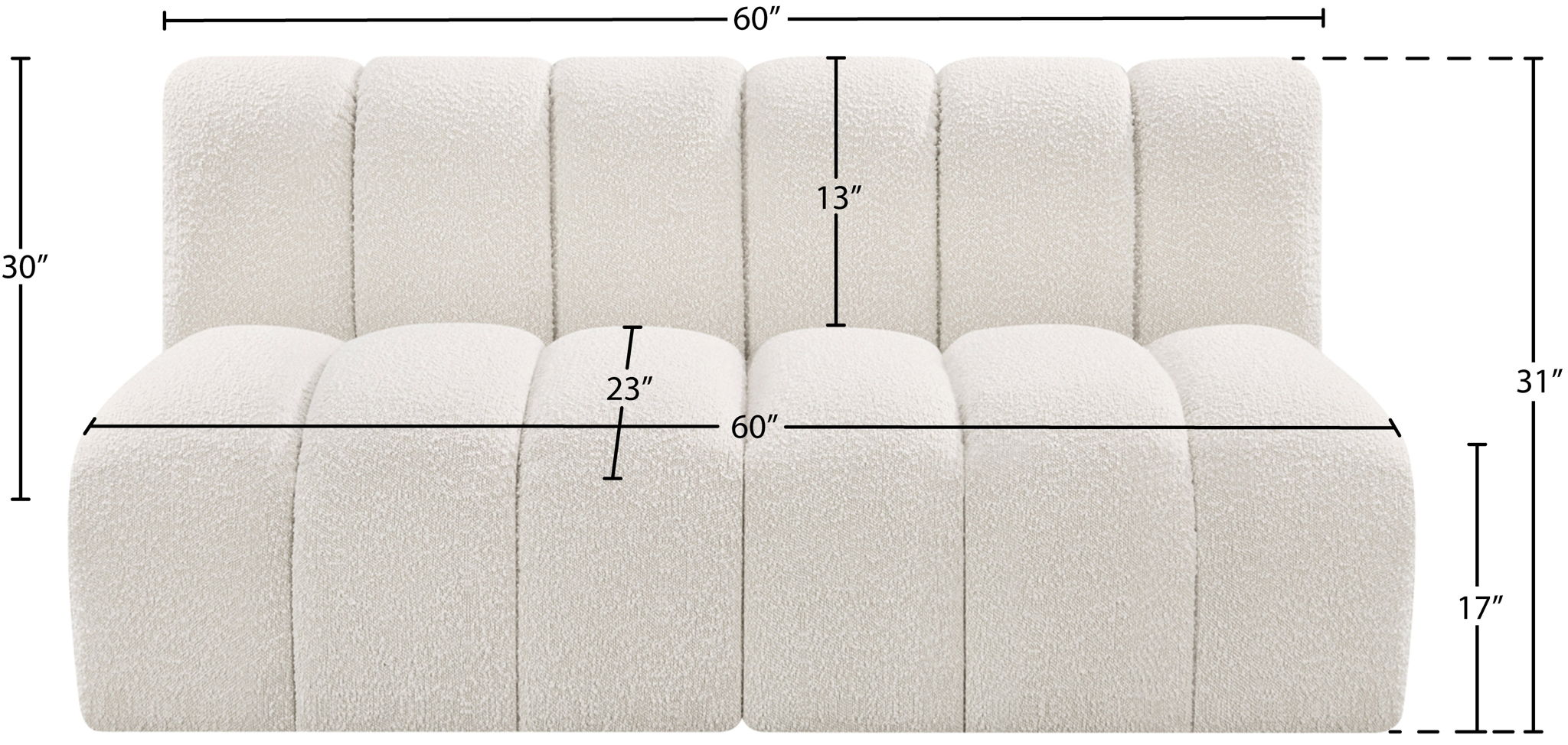 Arc - Boucle Fabric 2 Seats Modular Sofa