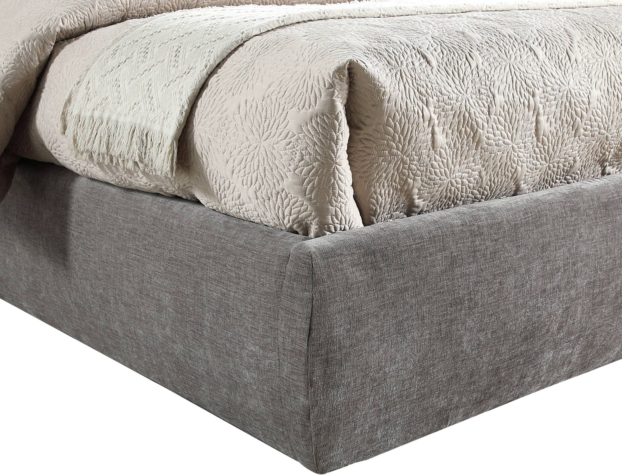 Adam - Chenille Fabric Bed With 89" Headboard