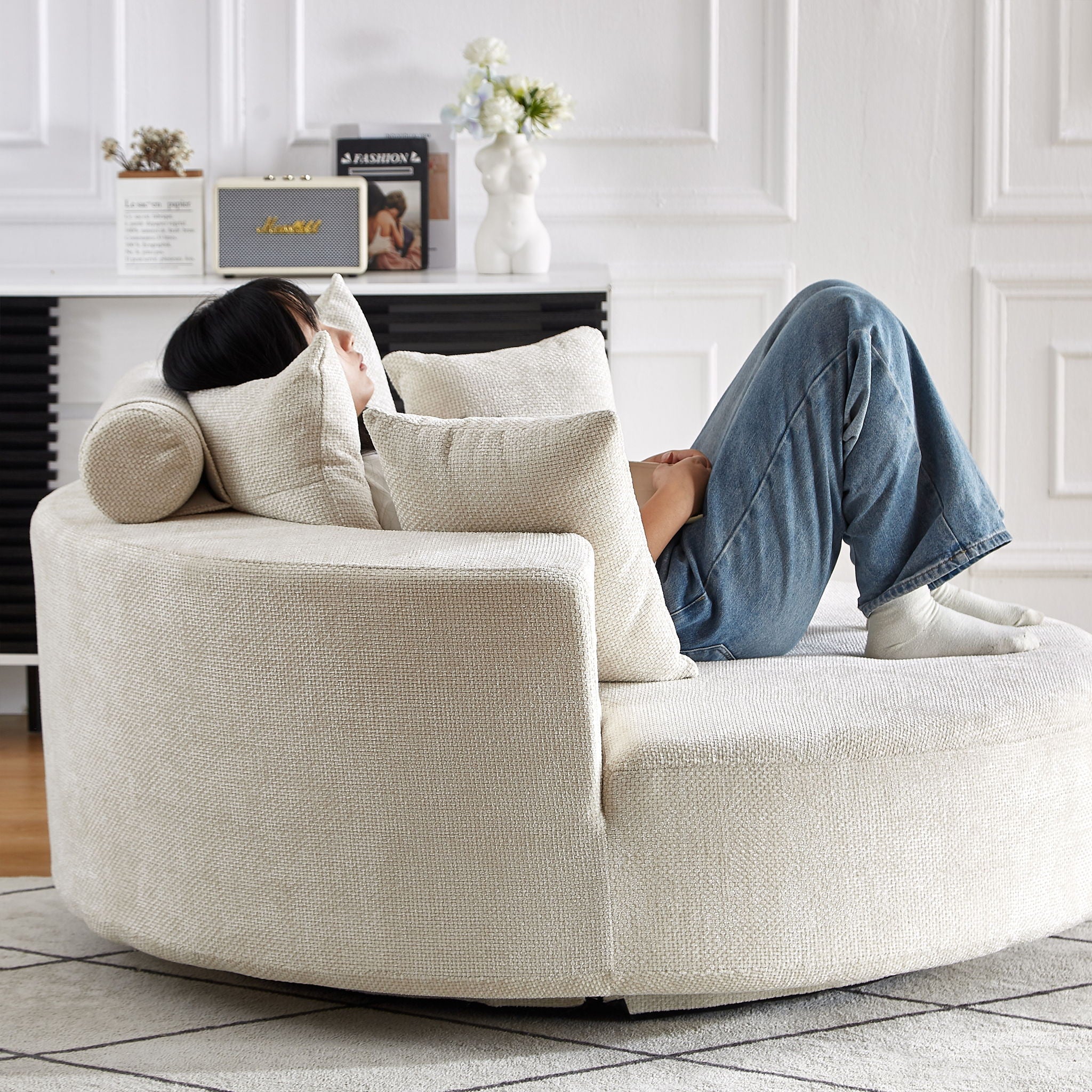 Swivel Chair With Rotating Base For Living Room