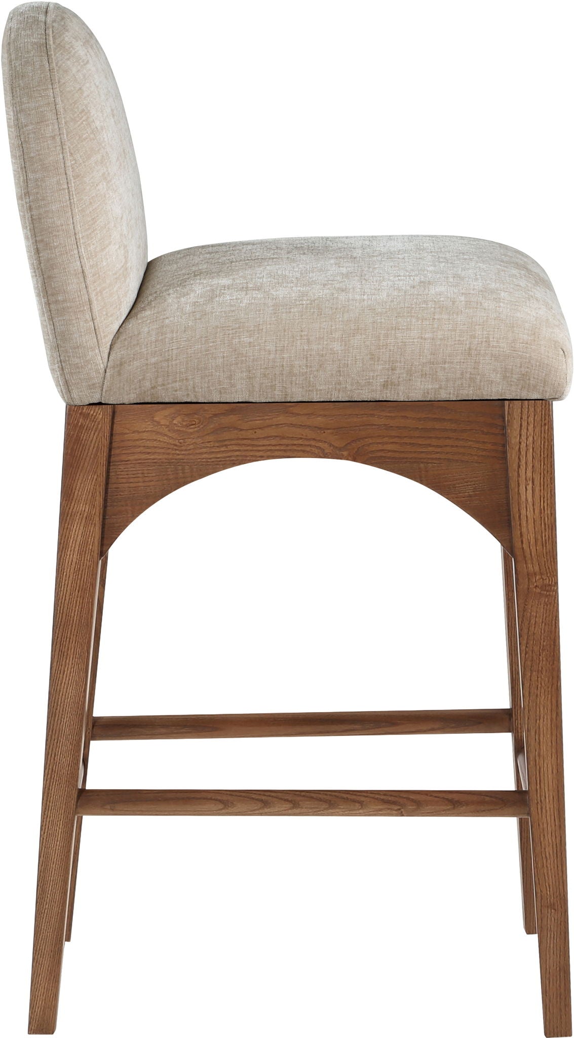 Waldorf - Chenille Stool With Brown Legs
