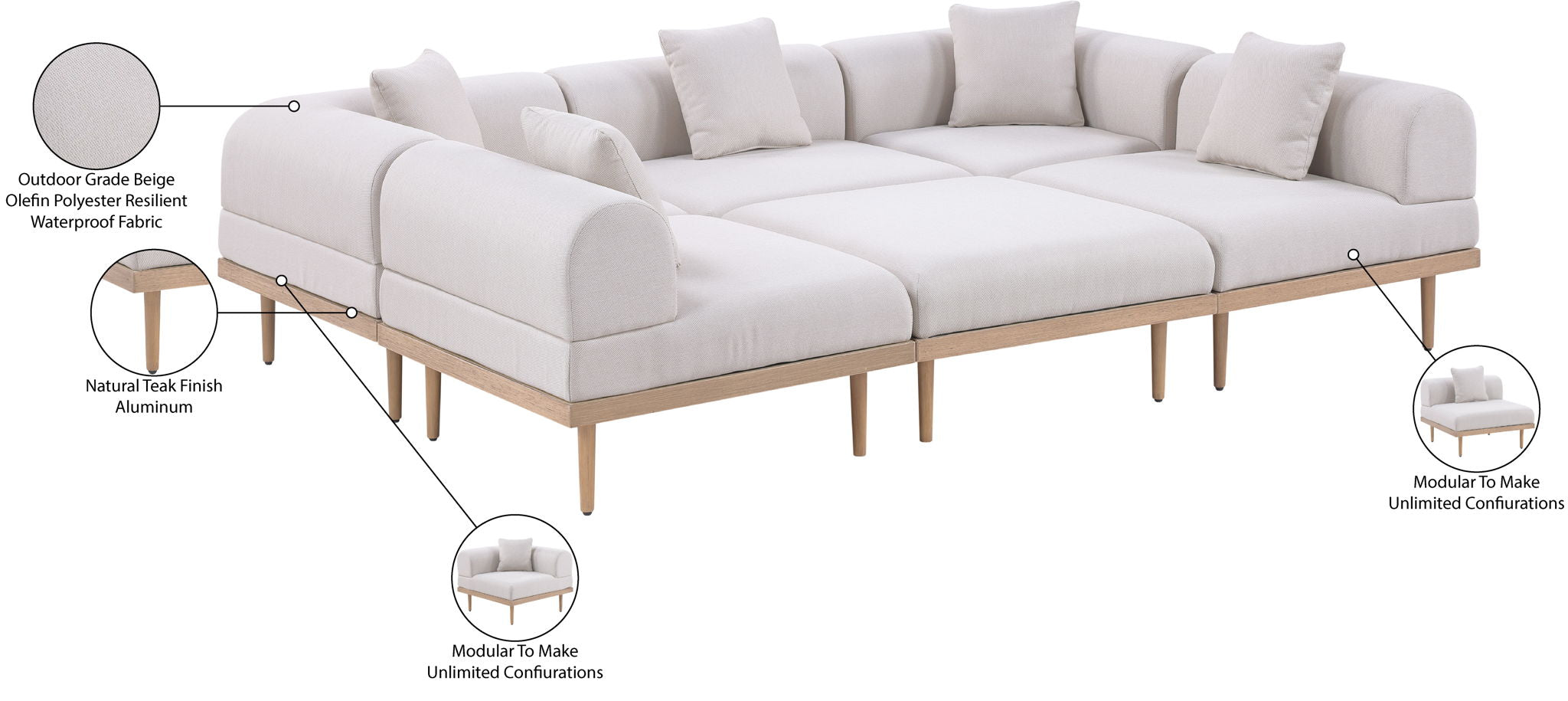 Laguna - 6 Piece 142" Outdoor Patio Modular Sectional