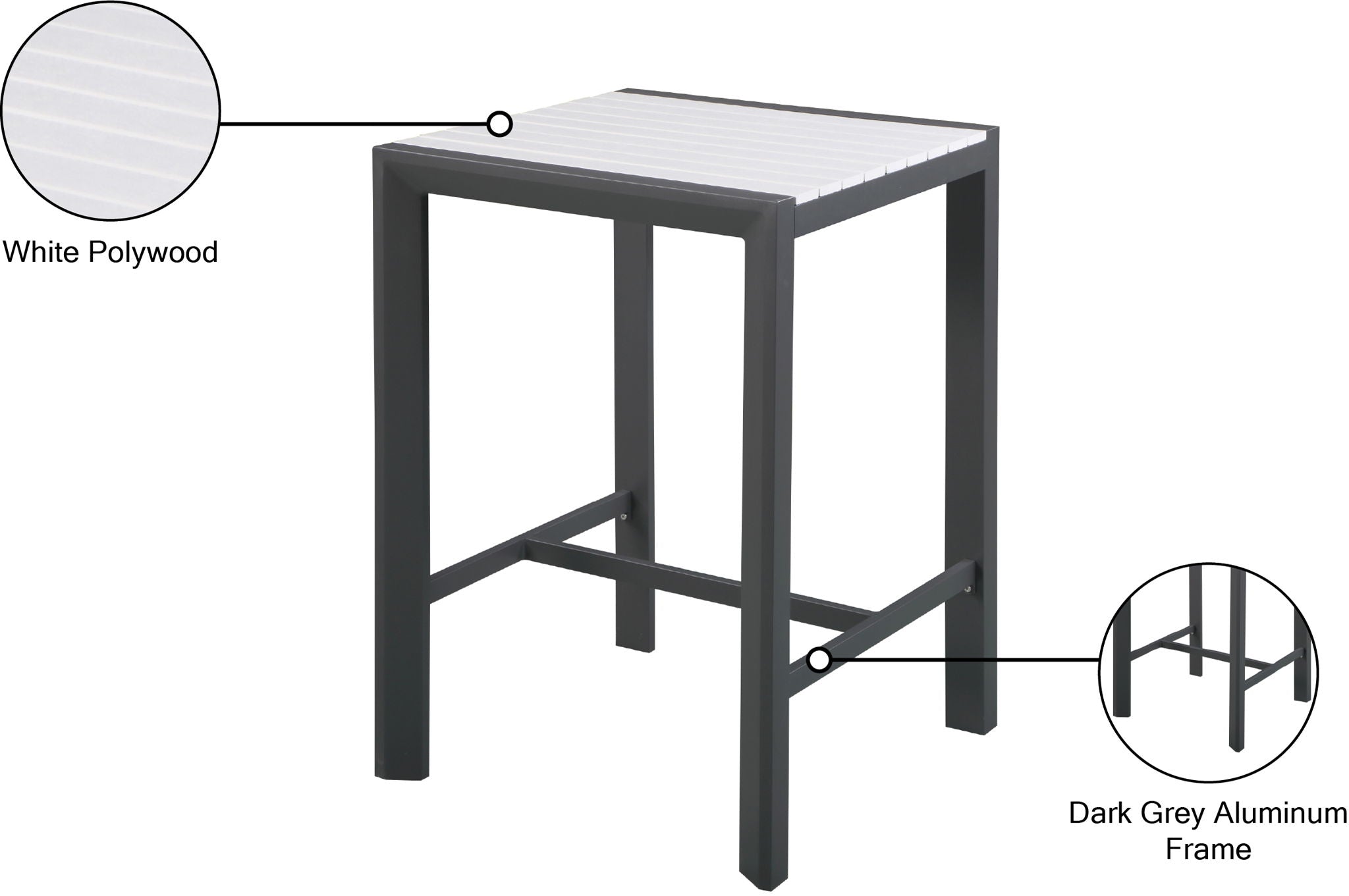 Nizuc - Outdoor Patio Square Bar Table