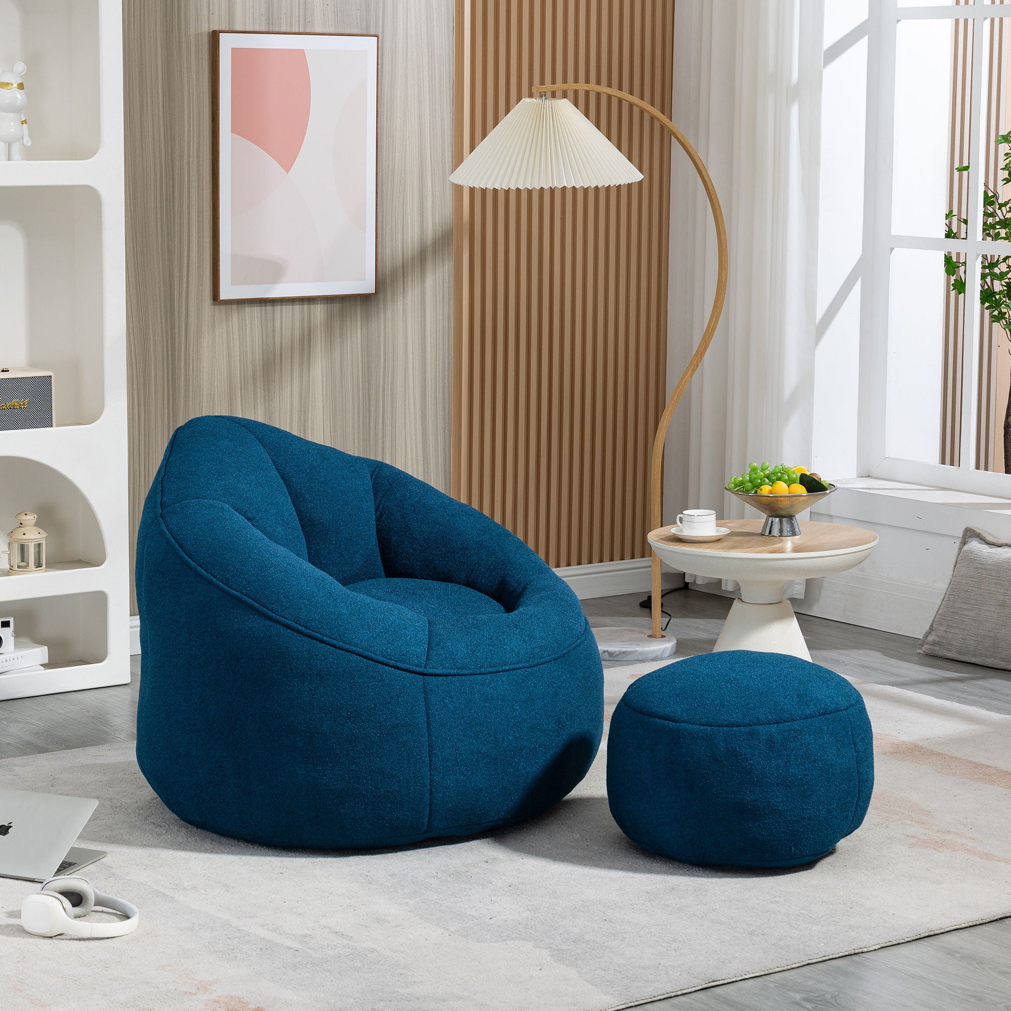 Bedding Bean Bag Sofa Chair High Pressure Foam With Footrest