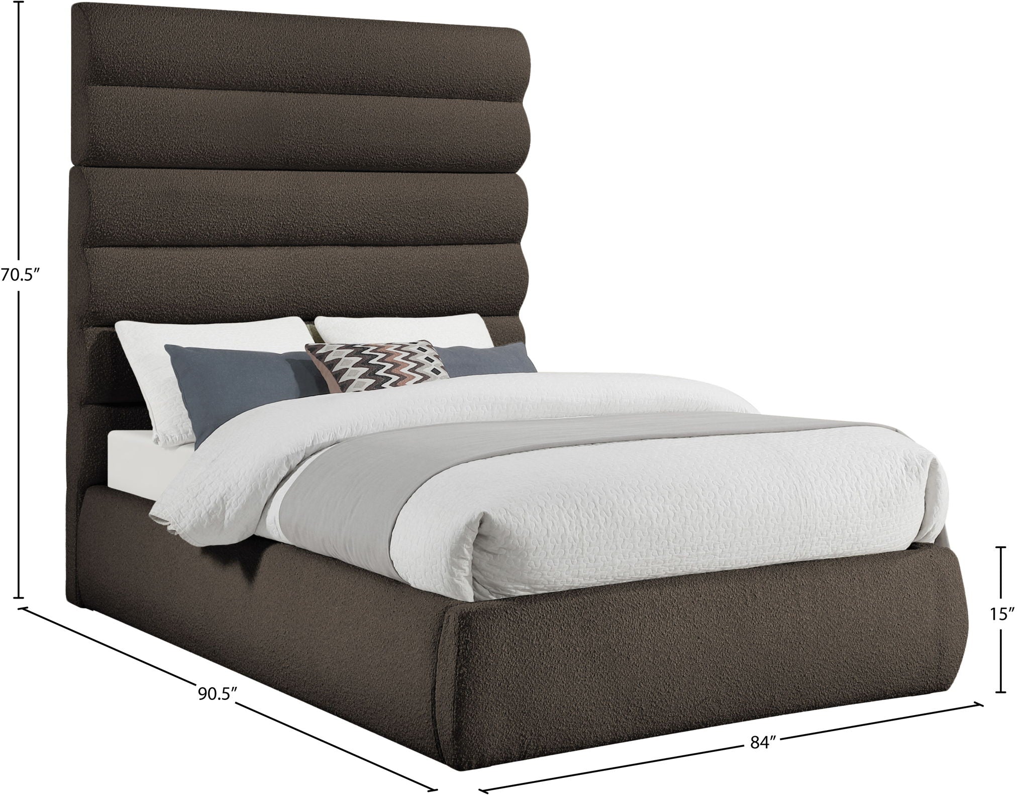 Adam - Boucle Fabric Bed With 70.5" Headboard