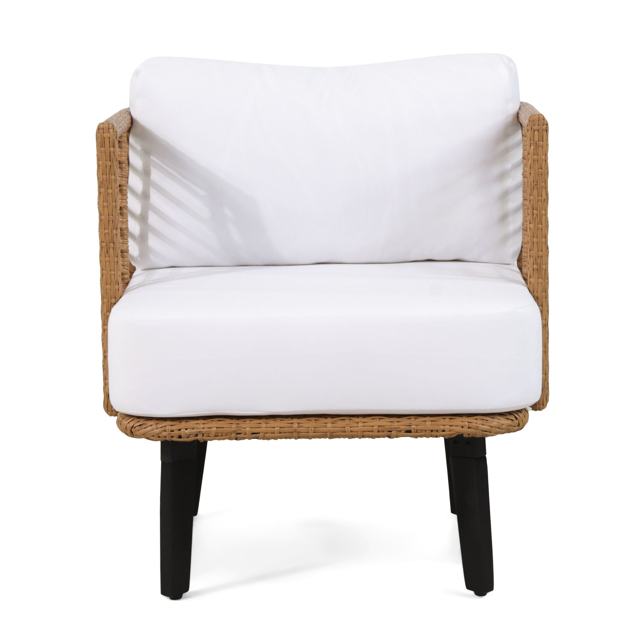 Outdoor Wicker Club Chair With Water Resistant Cushion - Brown