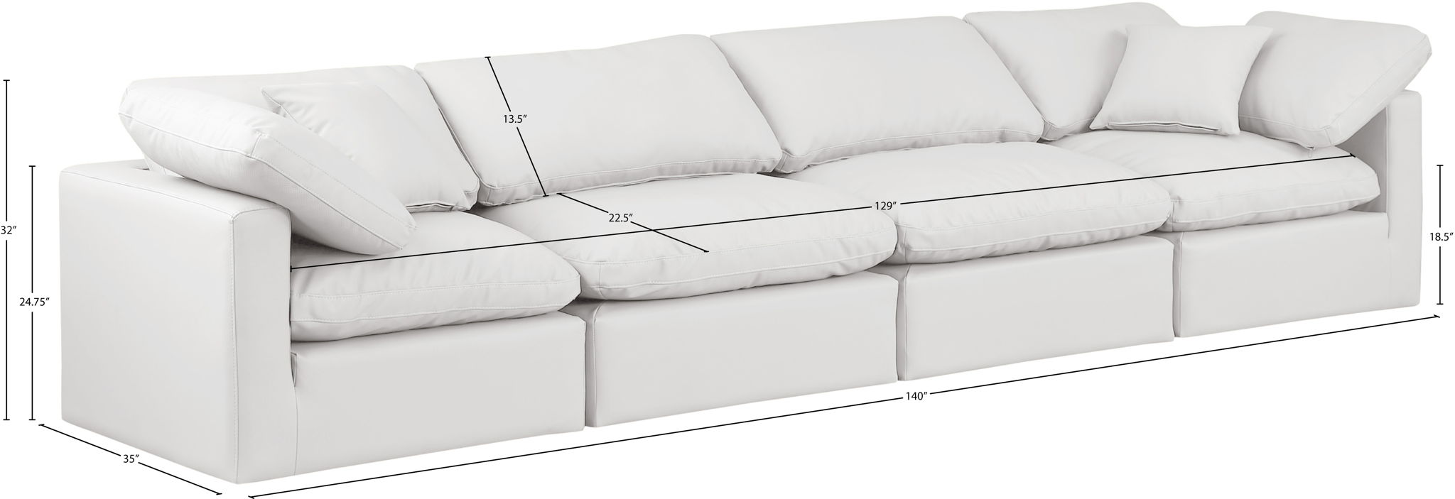 Indulge - Faux Leather 4 Seat Modular Sofa