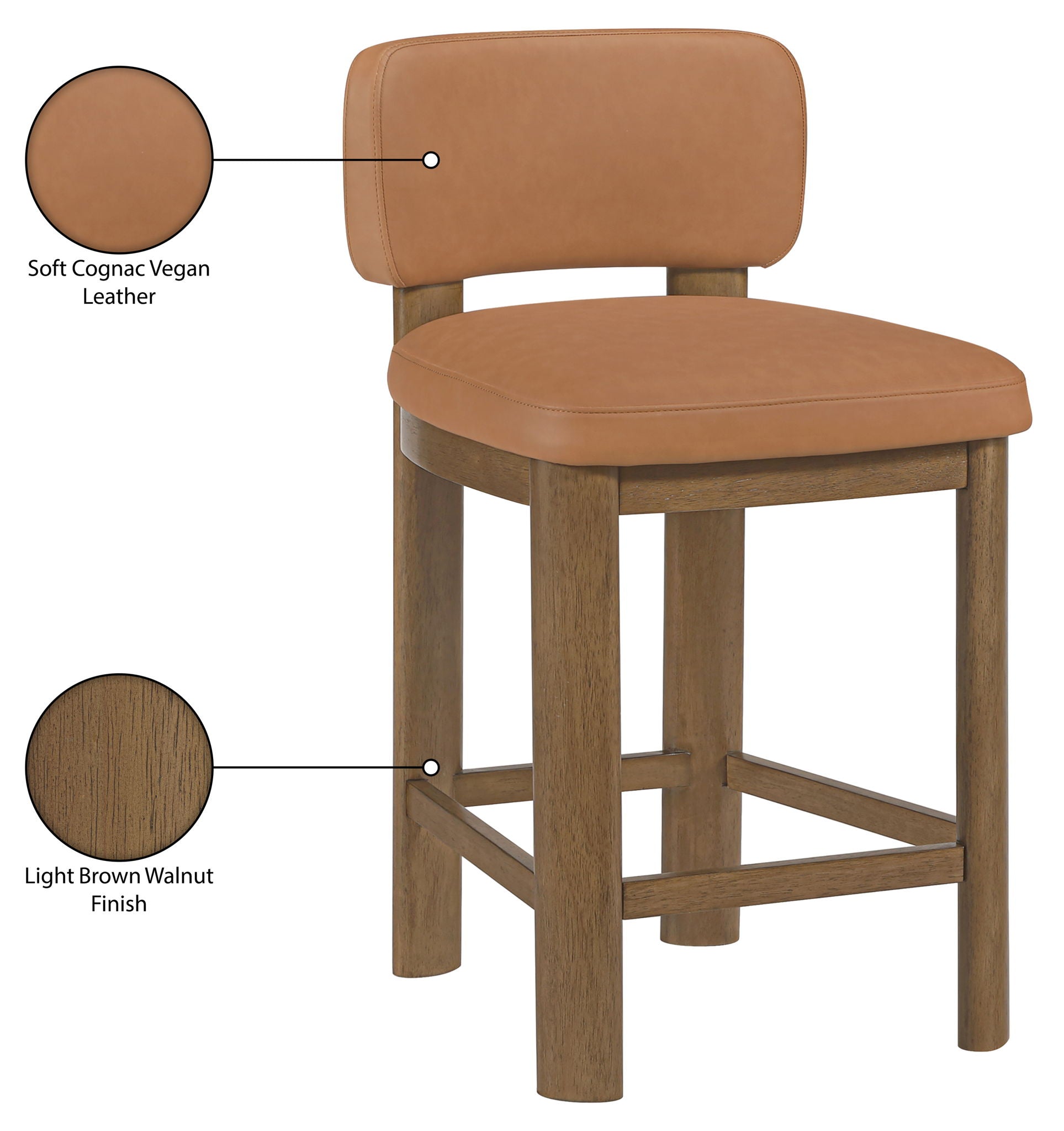 Paloma - Faux Leather Upholstered Counter Stool (Set of 2) - Brown Frame