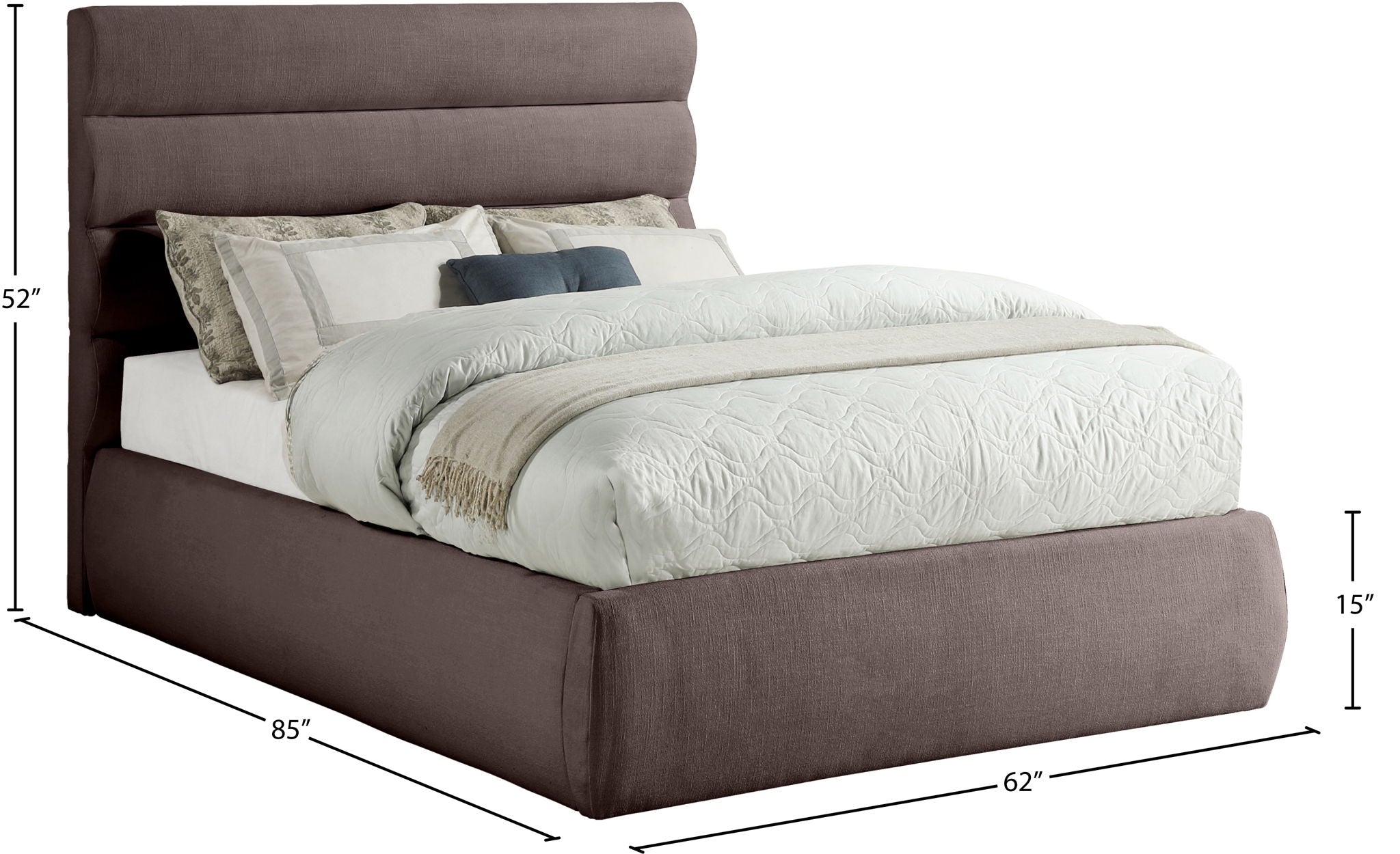 Adam - Linen Fabric Bed With 52" Headboard