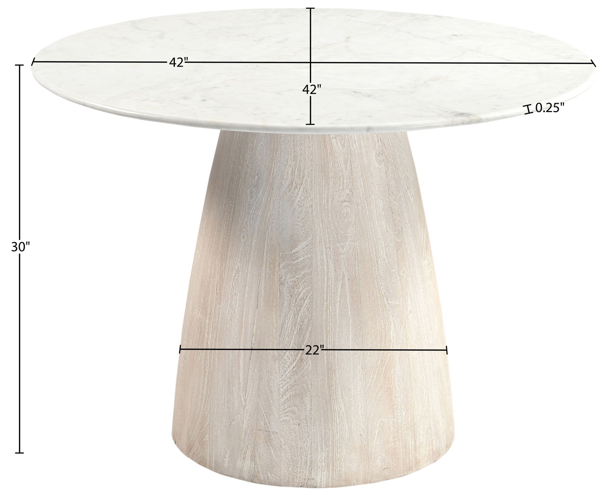 Liona - 42" Marble And Mango Wood Dining Table