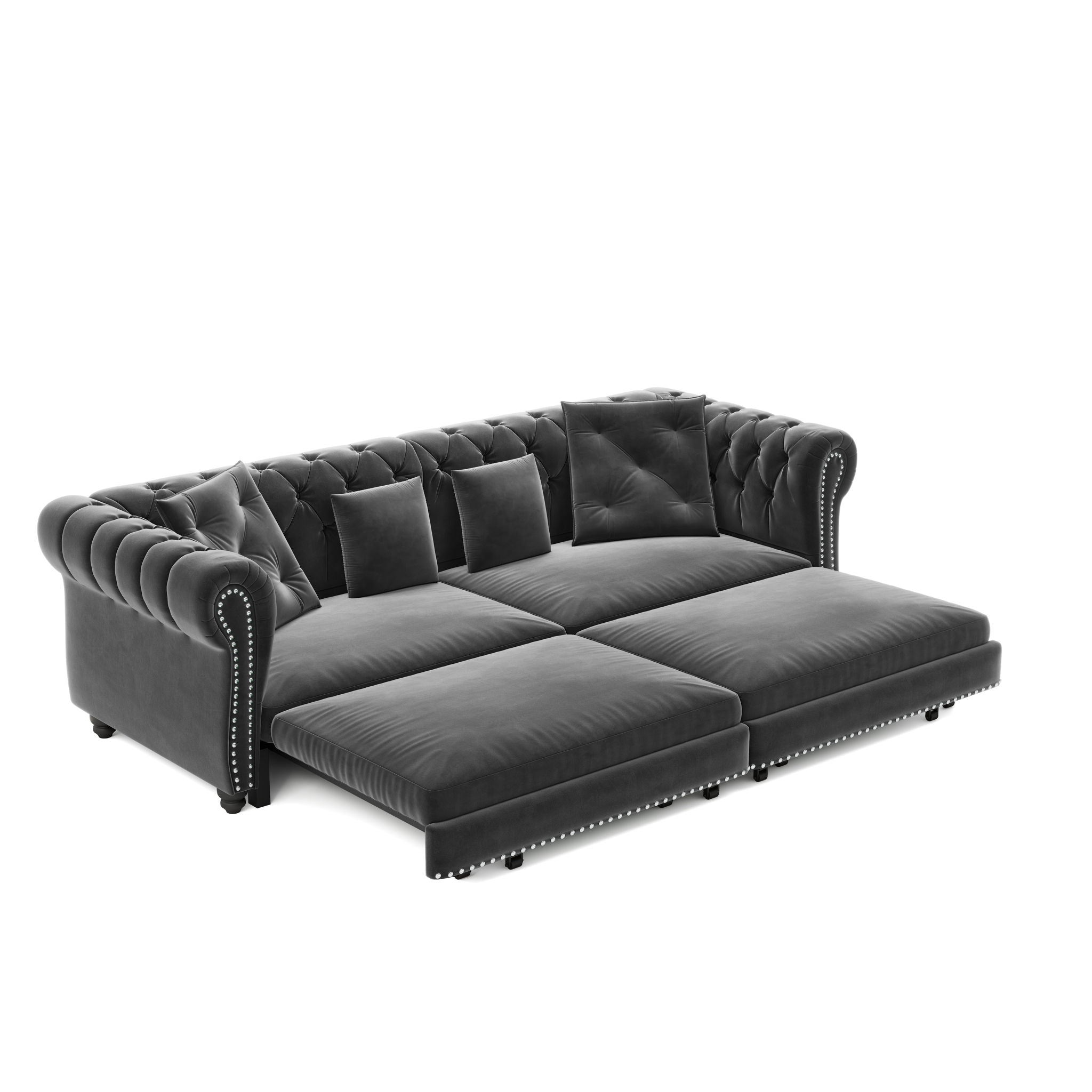 3 In 1 Convertible Sleeper Sofa Bed With Movable Ottoman