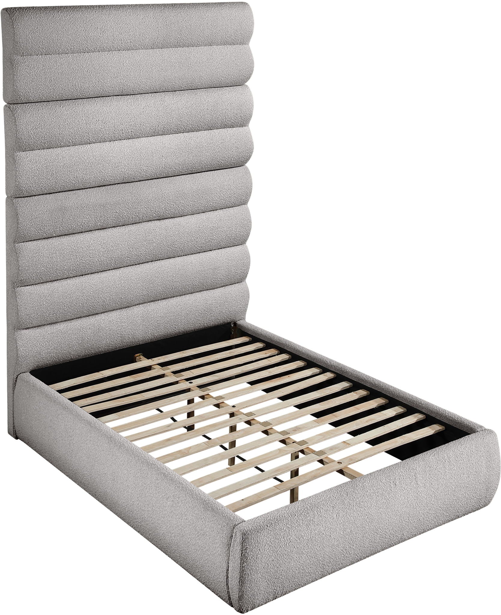 Adam - Boucle Fabric Bed With 89" Headboard