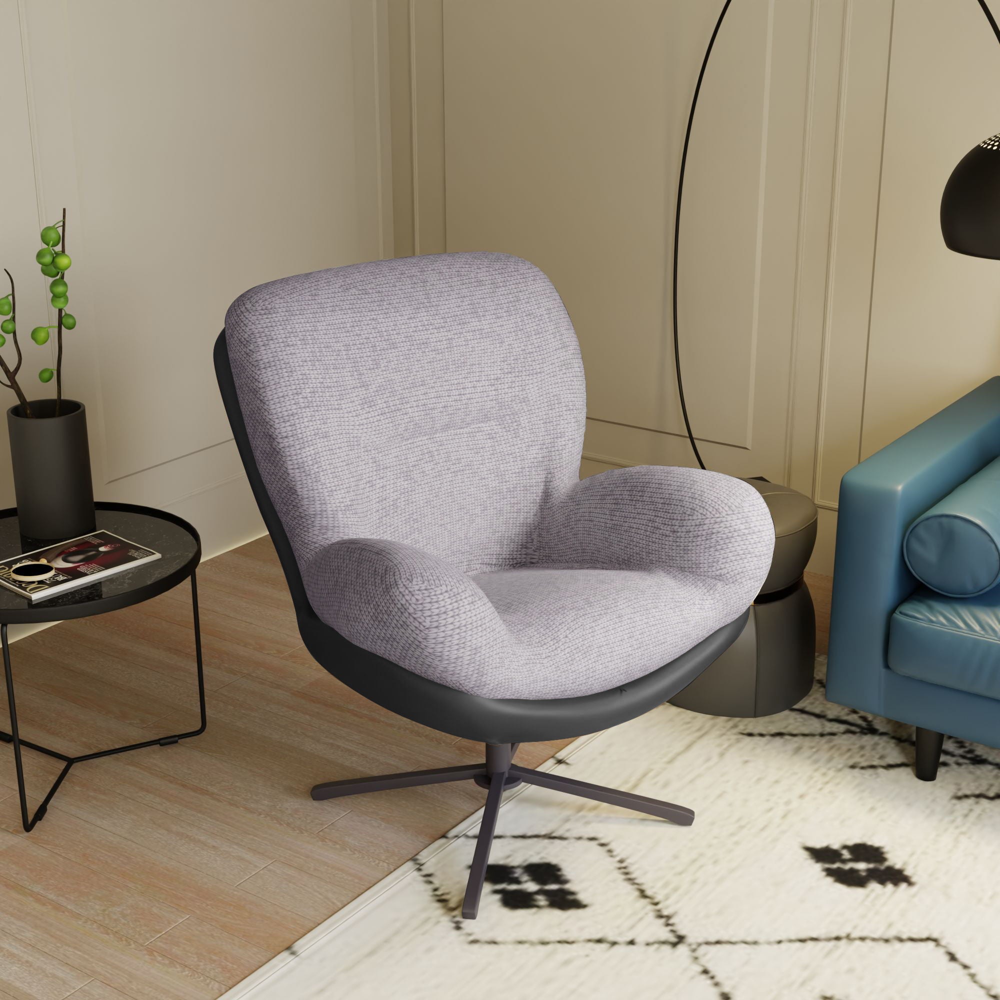 360° Swivel Office Chair, No Wheels