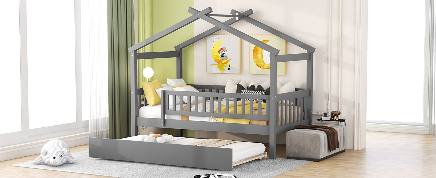 Creativity House Bed With Twin Size Trundle
