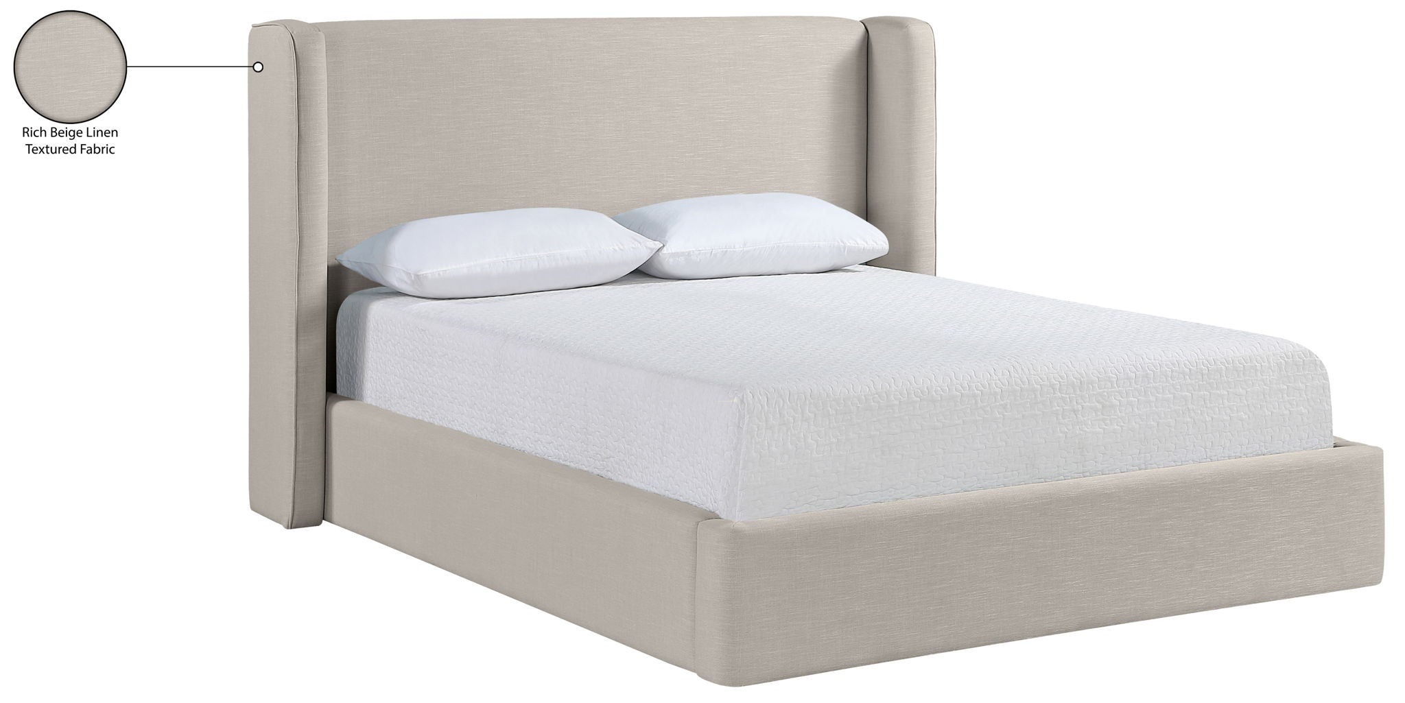 Kendall - Linen Textured Fabric Upholstered Bed