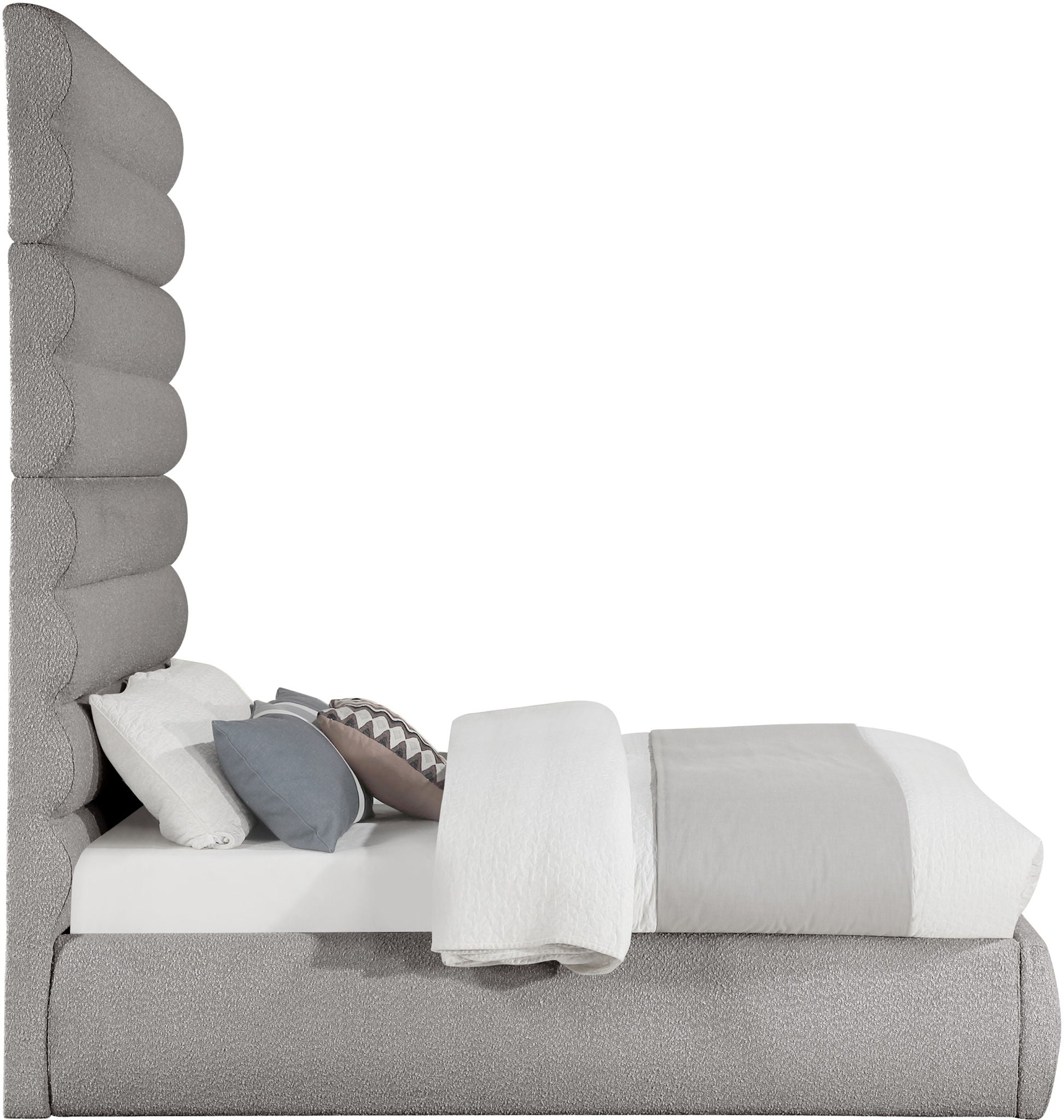 Adam - Boucle Fabric Bed With 89" Headboard