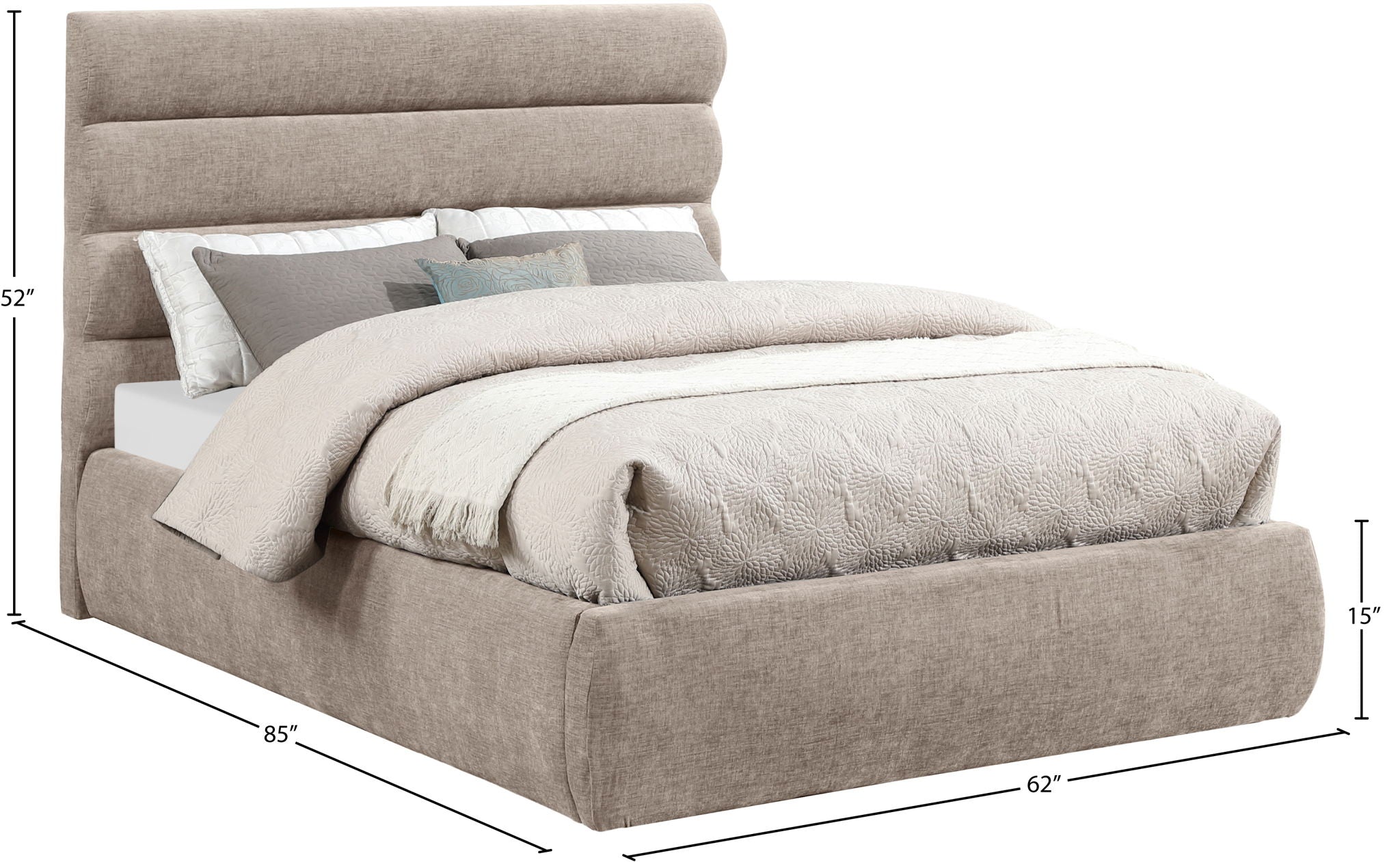 Adam - Chenille Fabric Bed With 52" Headboard