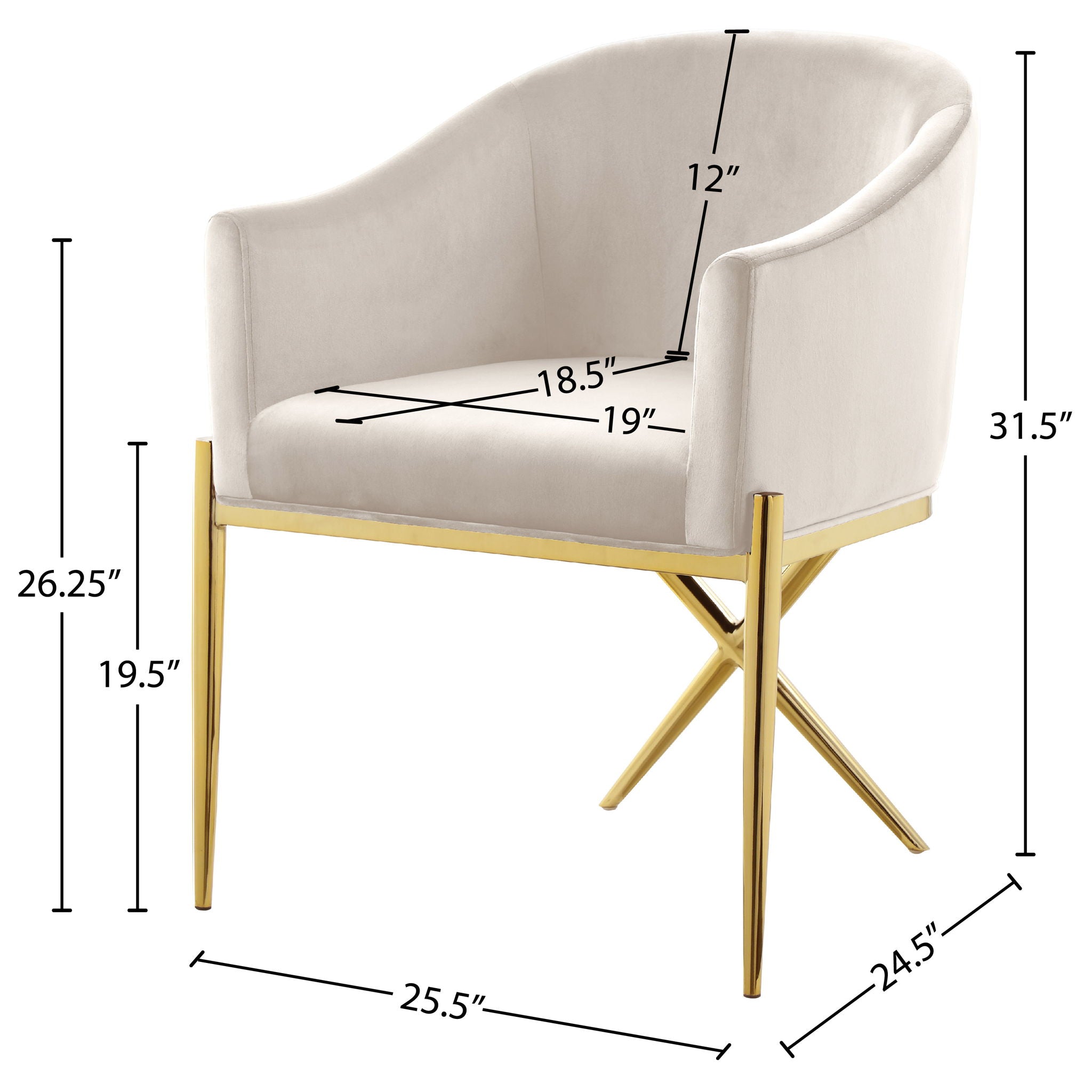 Xavier - Dining Chair with Gold Legs