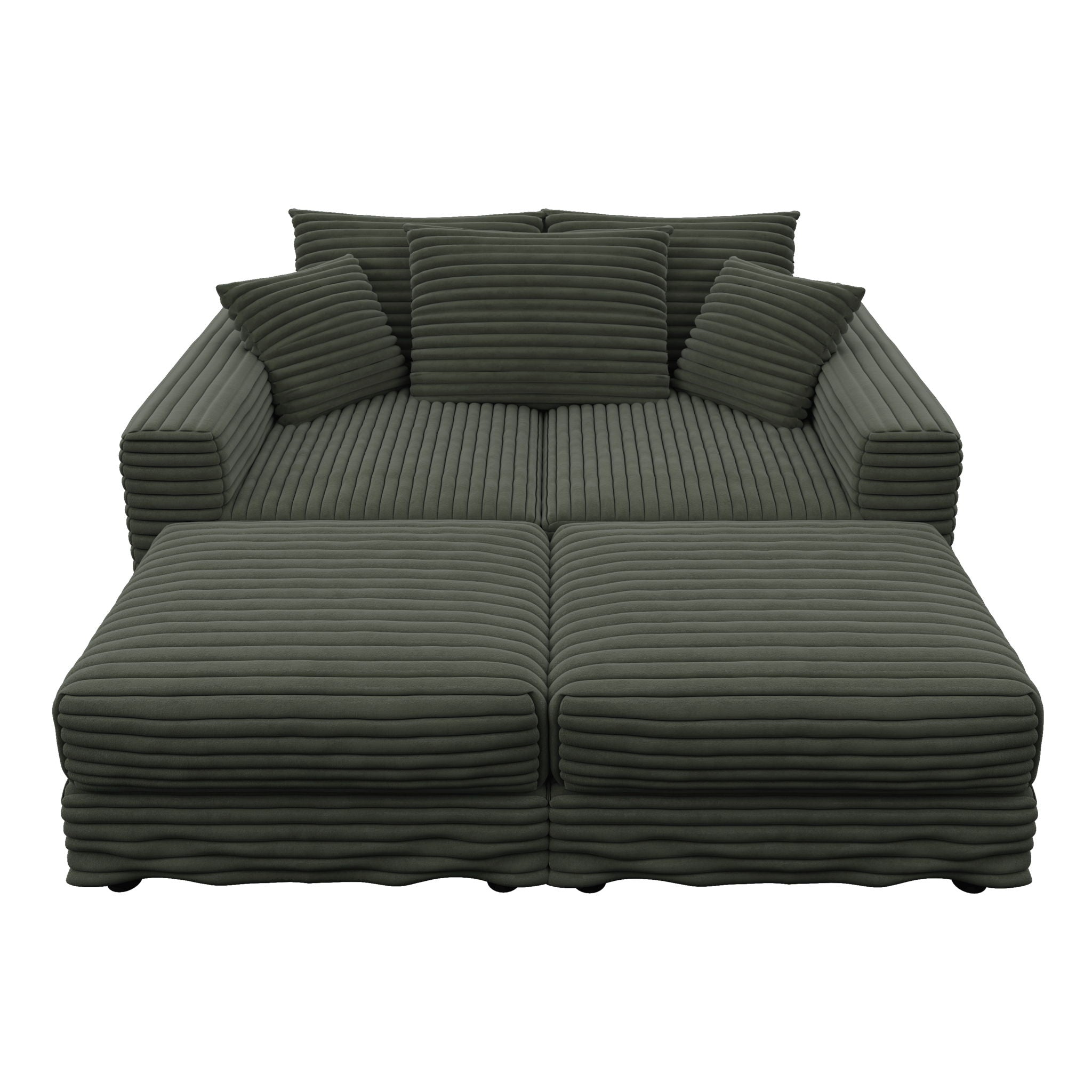Convertible Deep Seat Sofa With Soft Pillows And Ottomans