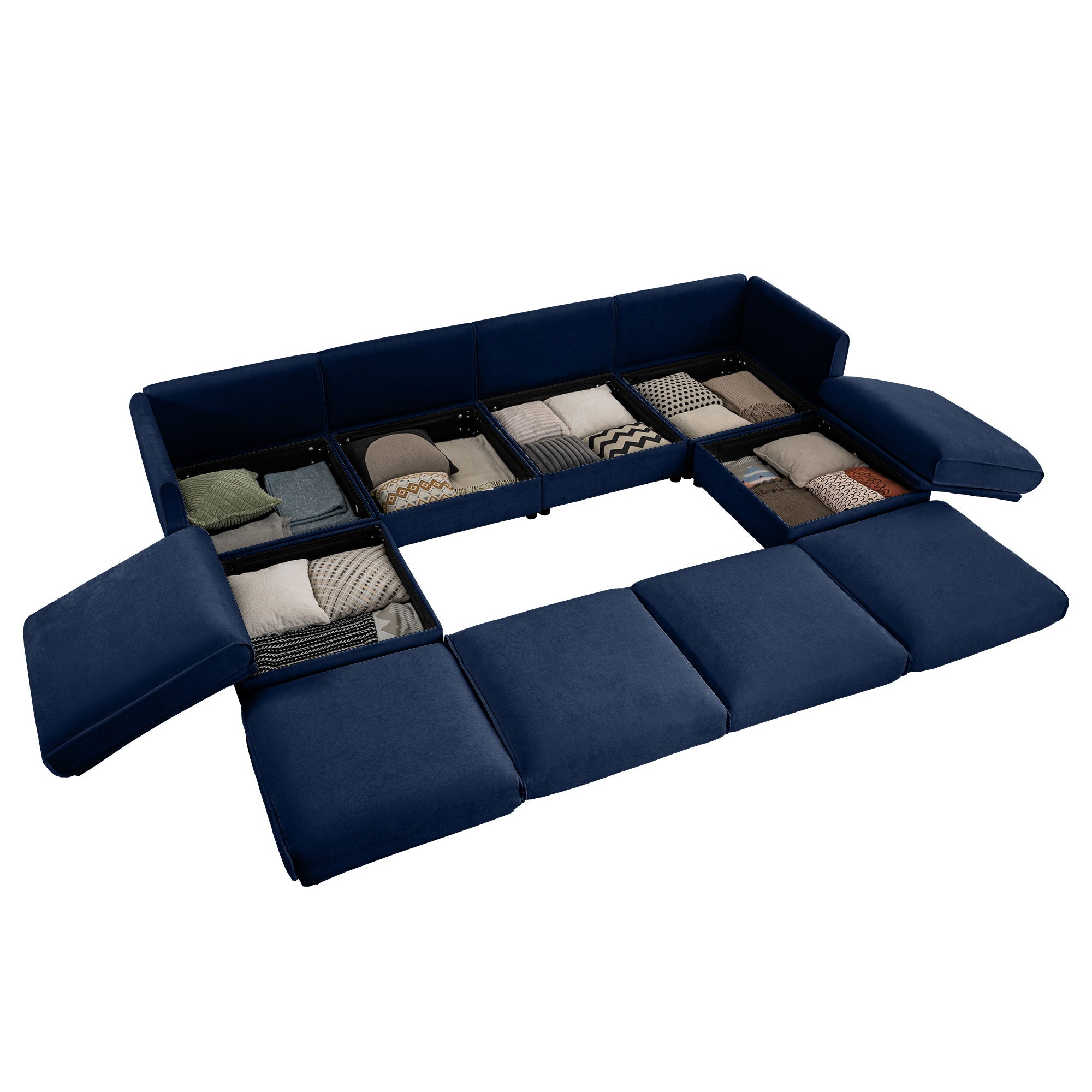 Contemporary Elegant Sofa With Storage And Ottoman