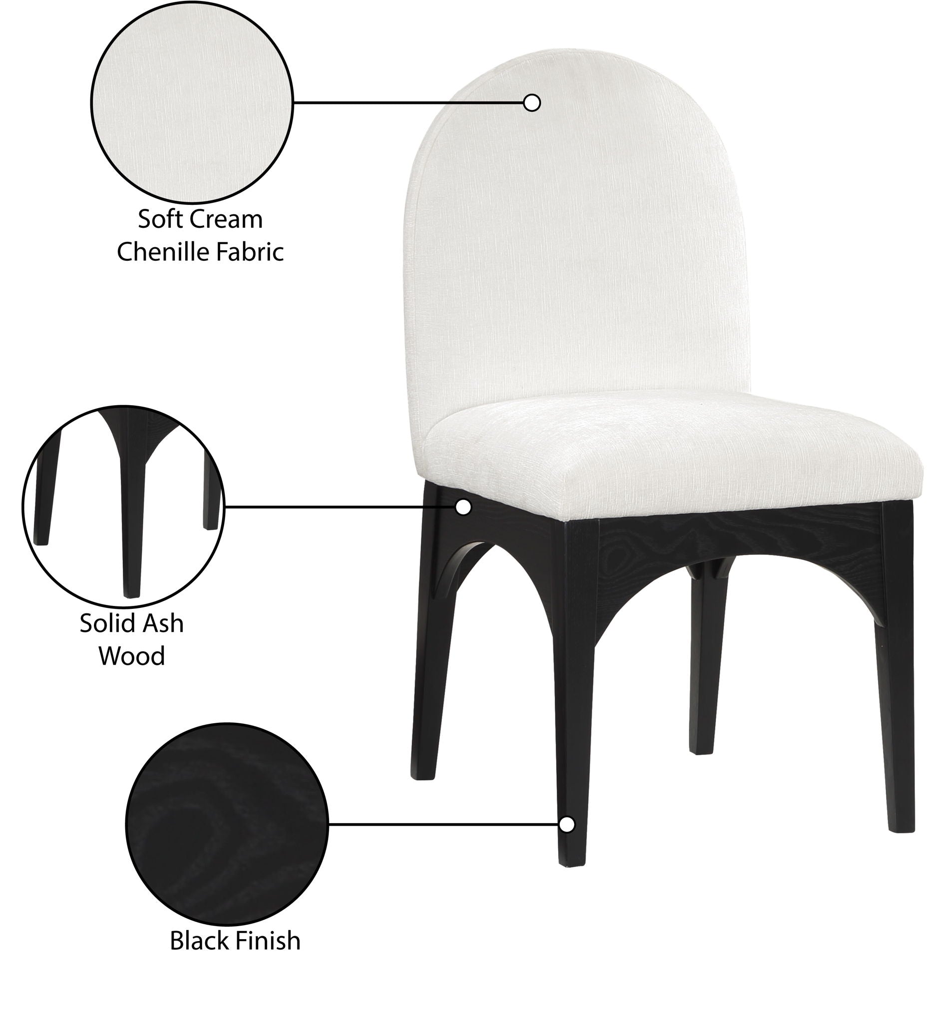 Waldorf - Chenille Dining Side Chair With Black Legs