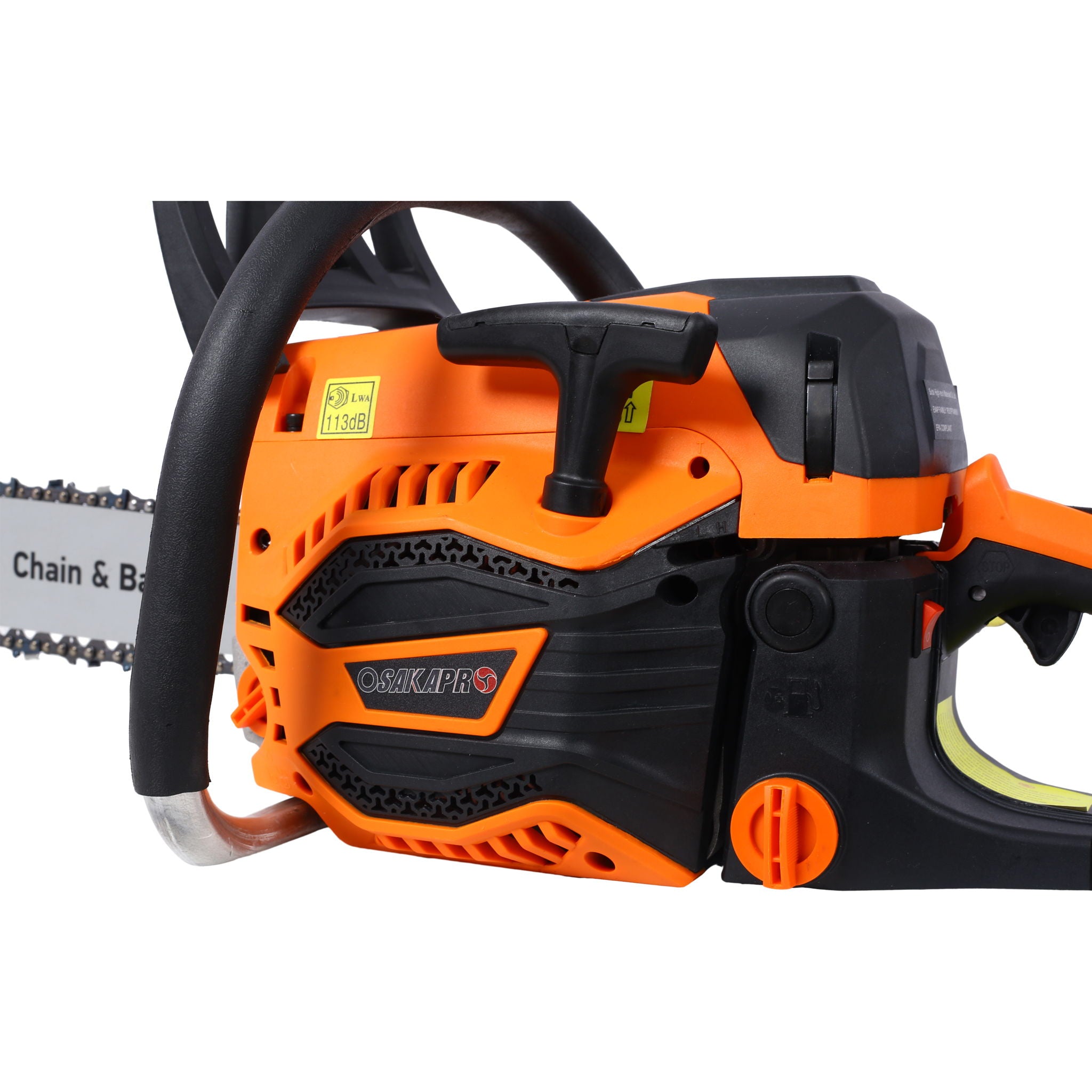 62Cc Gas Powered Chainsaw 22" 2 Cycle Petrol Handheld Chain Saw Epa Compliant For Wood Cutting Aluminium - Orange