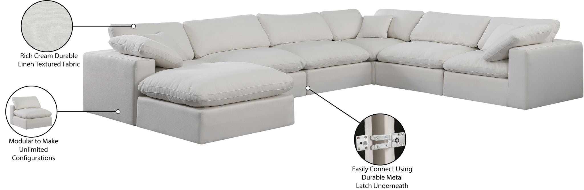 Comfy - 7 Piece Linen Modular Sectional With Chaise