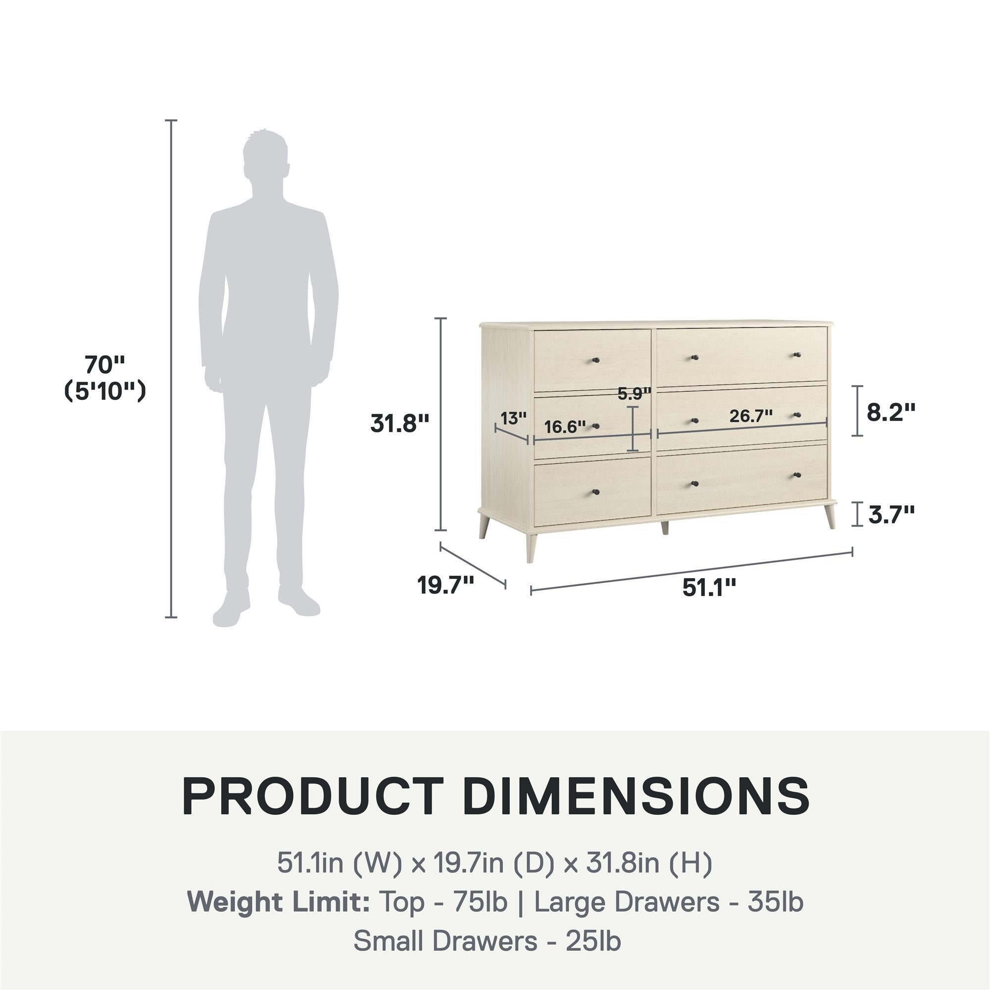 Farnsworth - 6 Drawer Dresser - Ivory