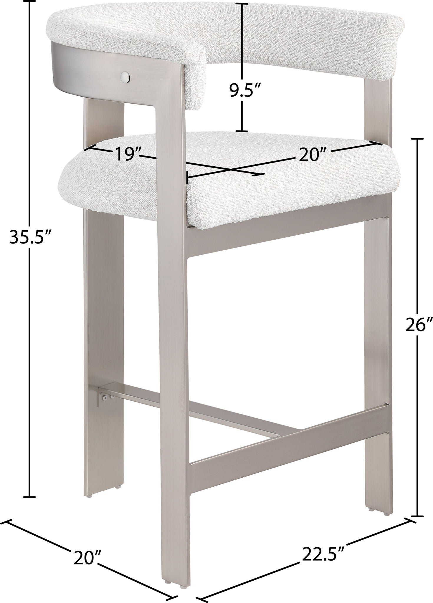 Romeo - Boucle Counter Stool With Silver Base (Set of 2)