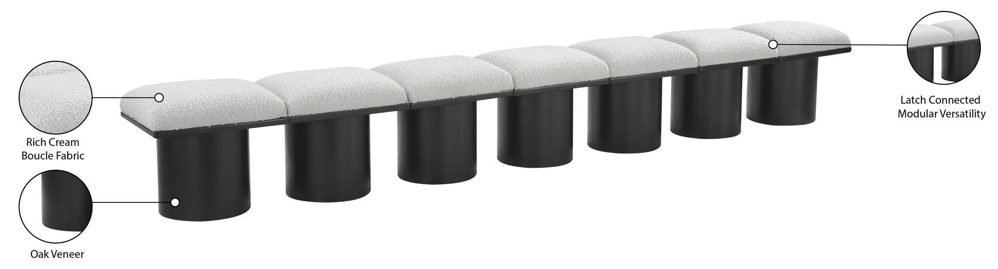 Pavilion - 7 Piece Modular Bench With Black Base