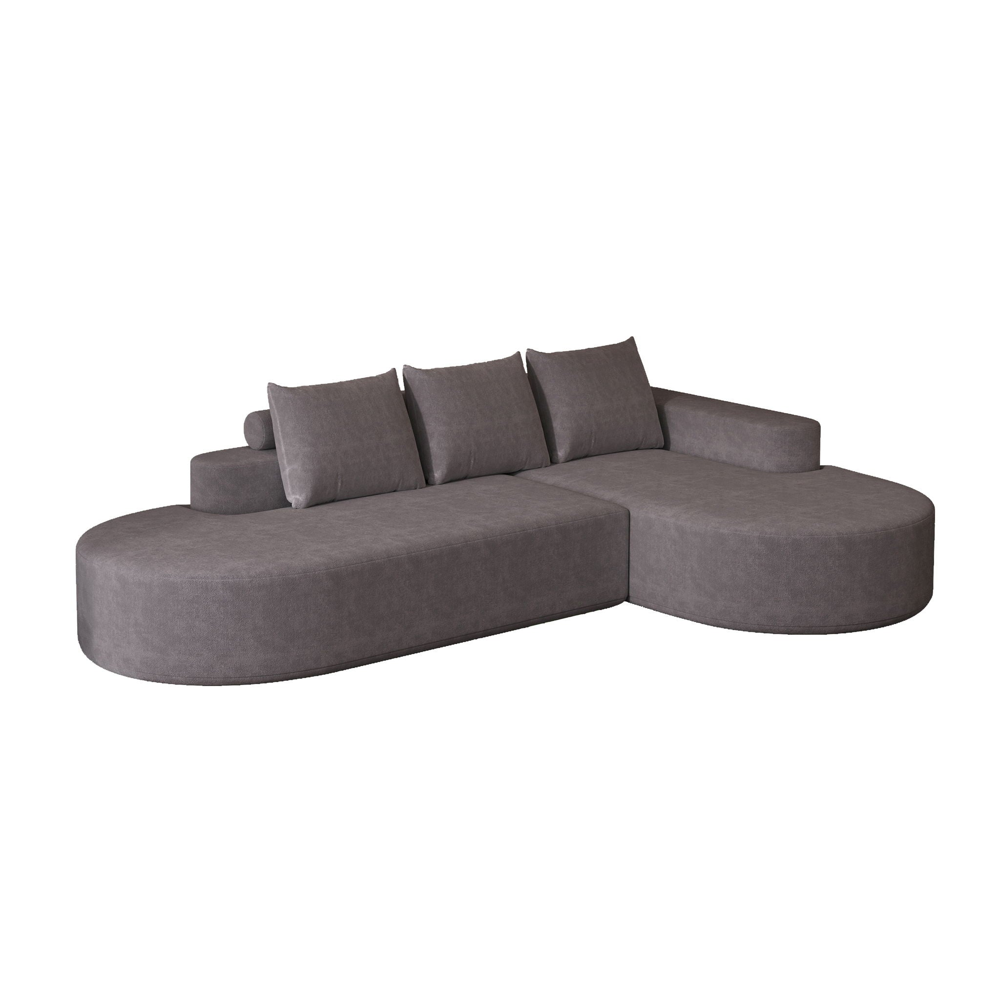 Modern Curved Sofa, L-Shaped Modular Sectional Set With 3 Pillows