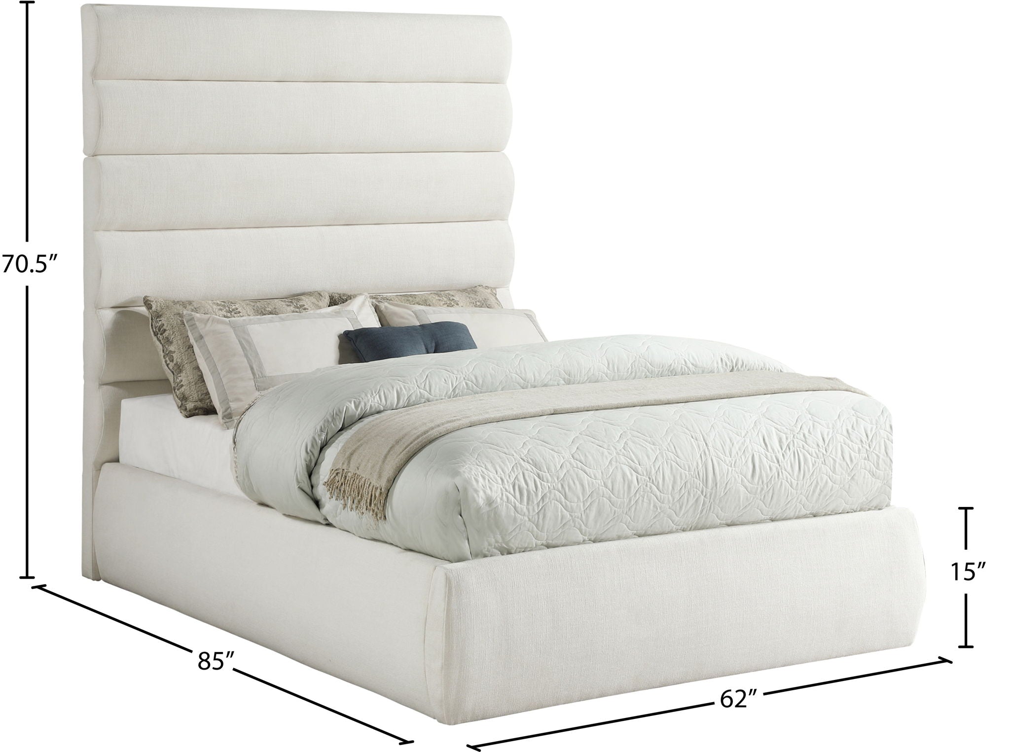 Adam - Linen Fabric Bed With 70.5" Headboard