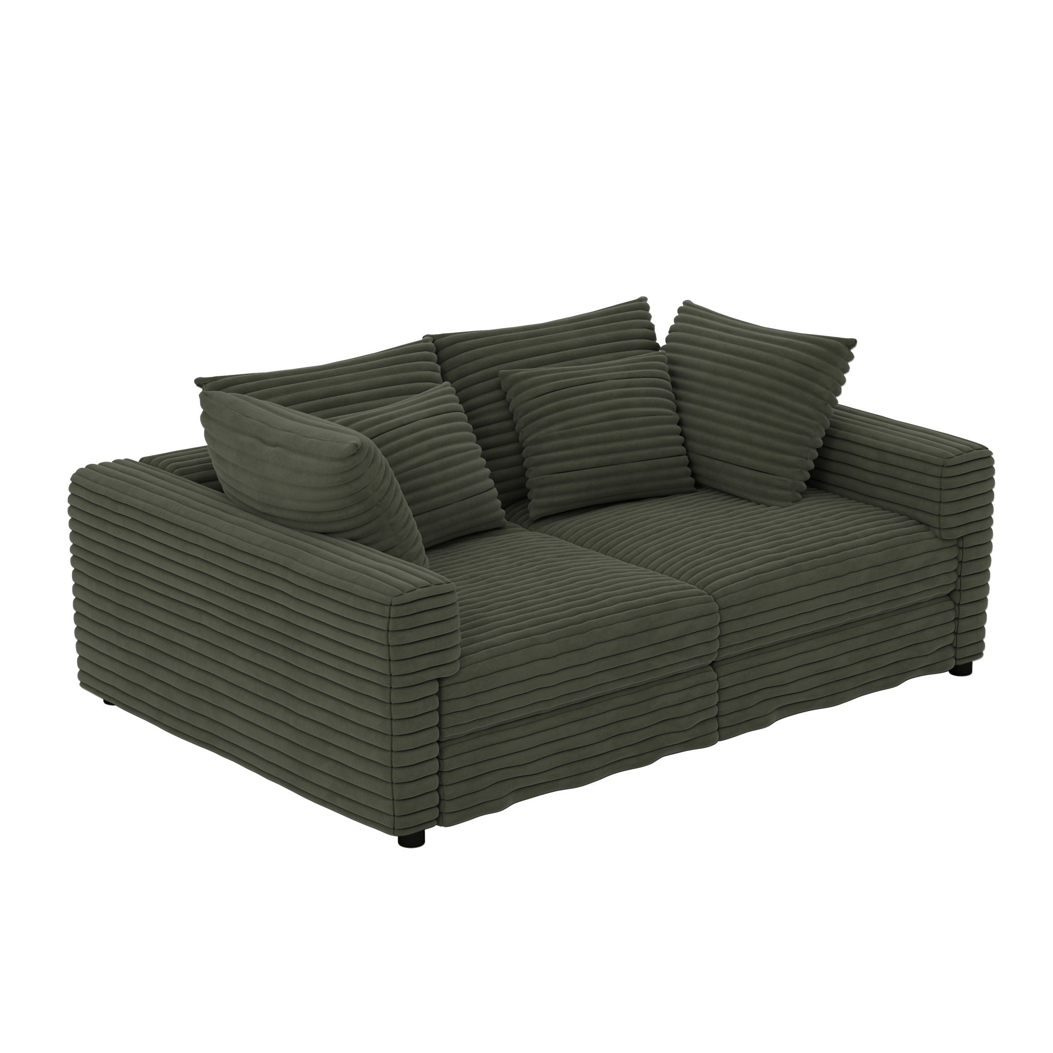 Convertible Deep Seat Sofa With Soft Pillows And Ottomans
