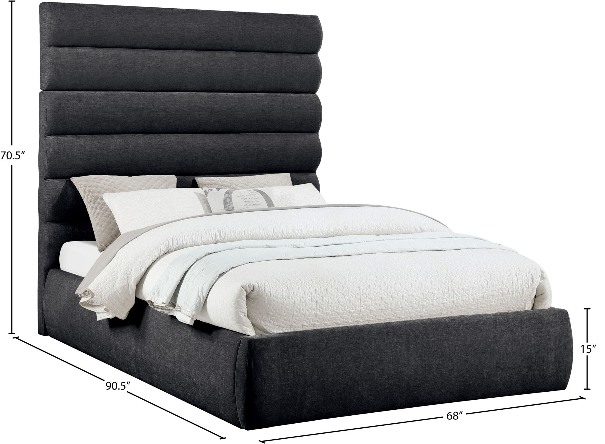 Adam - Chenille Fabric Bed With 70.5" Headboard