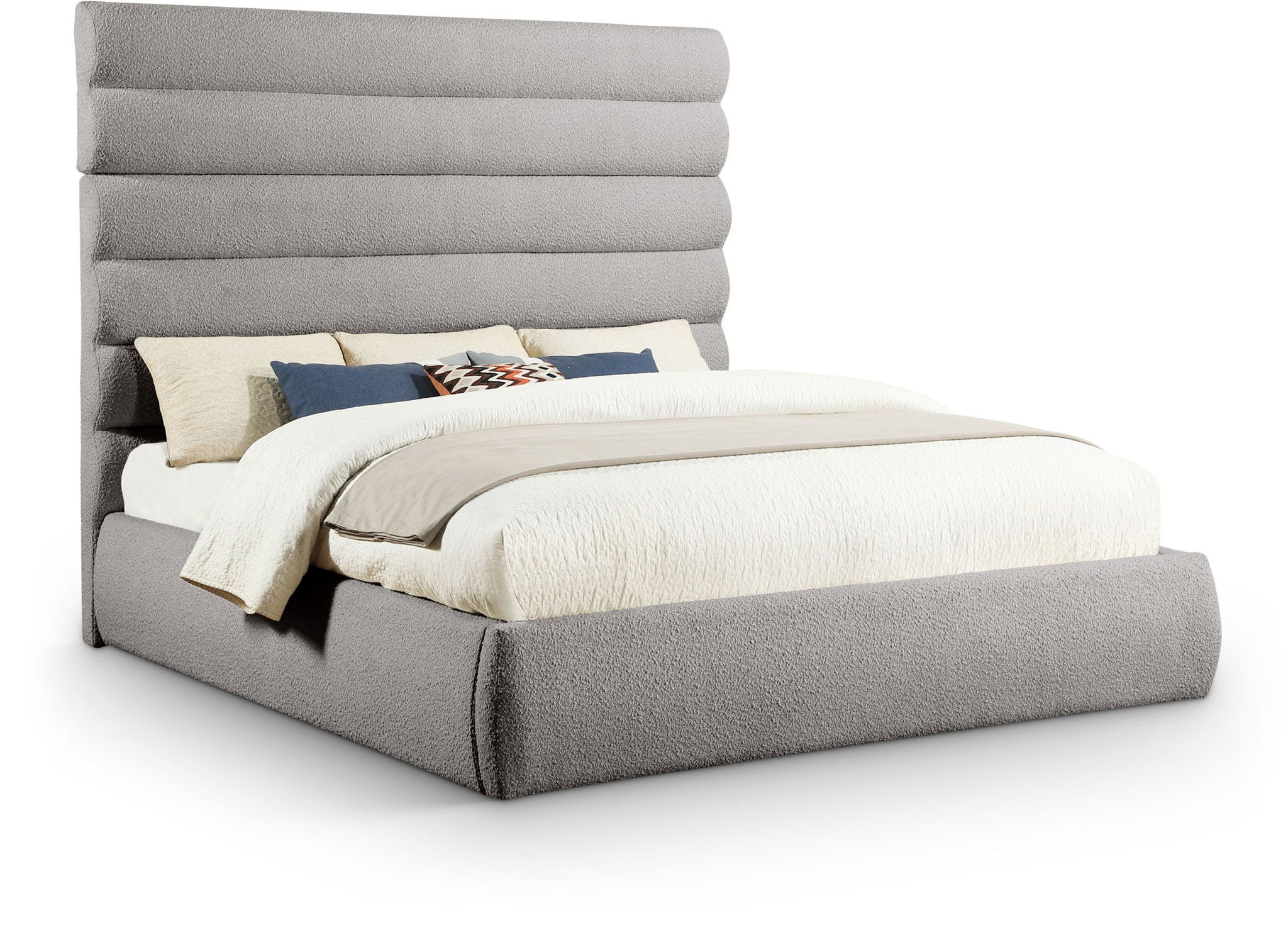 Adam - Boucle Fabric Bed With 70.5" Headboard