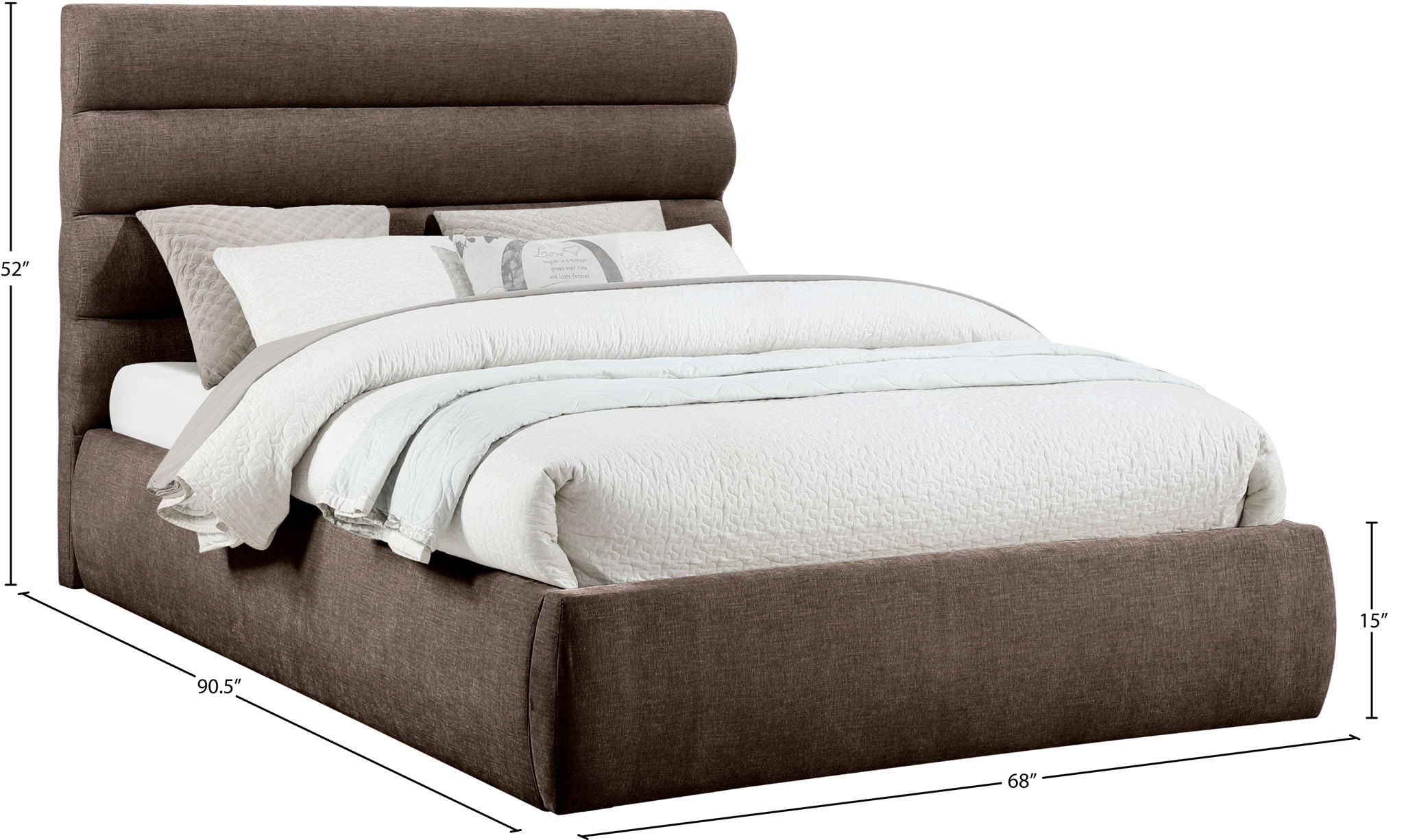 Adam - Chenille Fabric Bed With 52" Headboard
