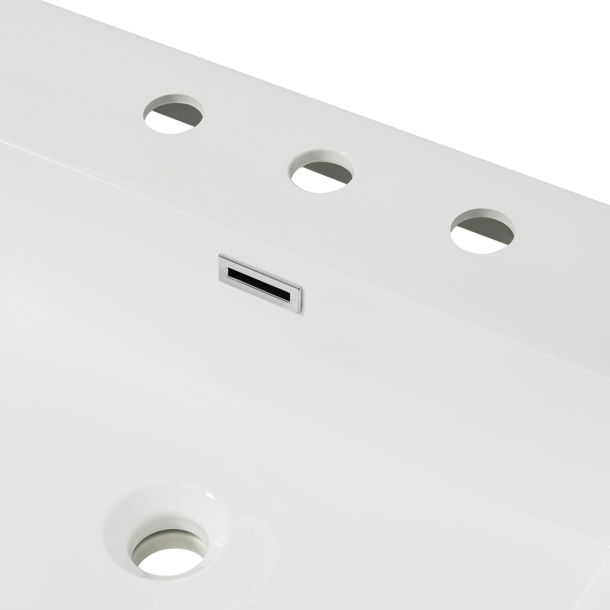 Vanity Top With 3 Faucet Holes, Rectangular Basin For Bathroom - White