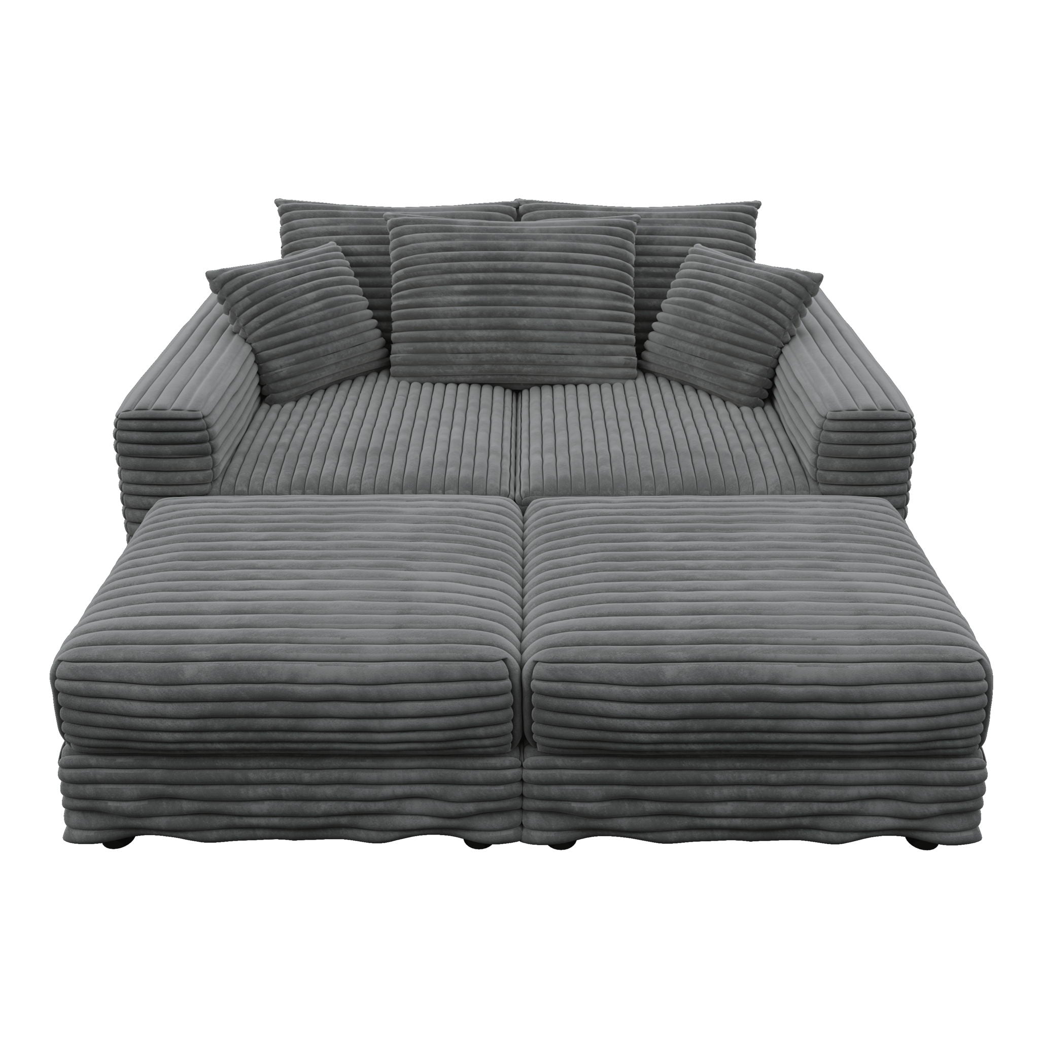 Convertible Deep Seat Sofa With Soft Pillows And Ottomans