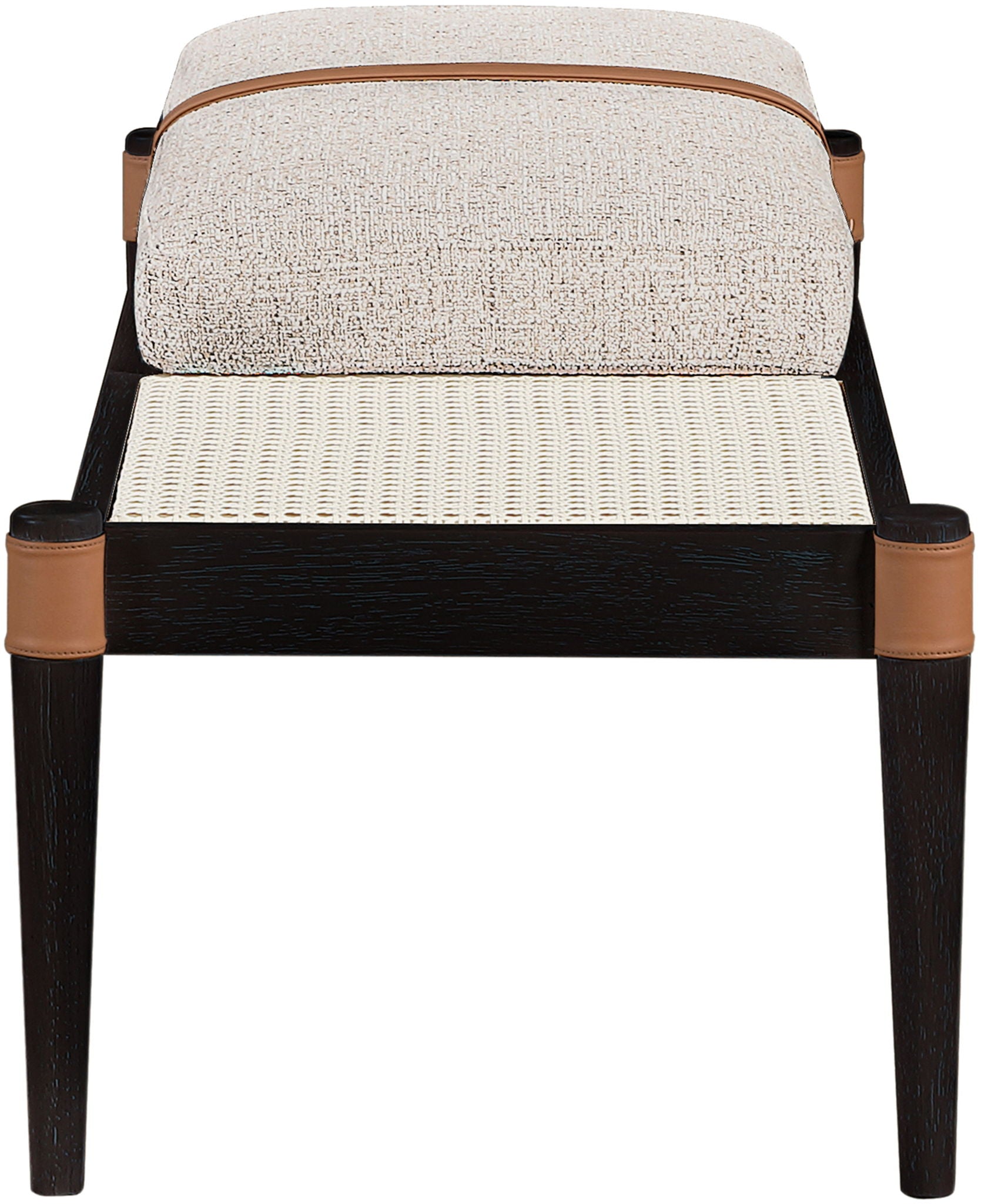 Nara - Linen Textured Fabric Upholstered Bench - Painted Black