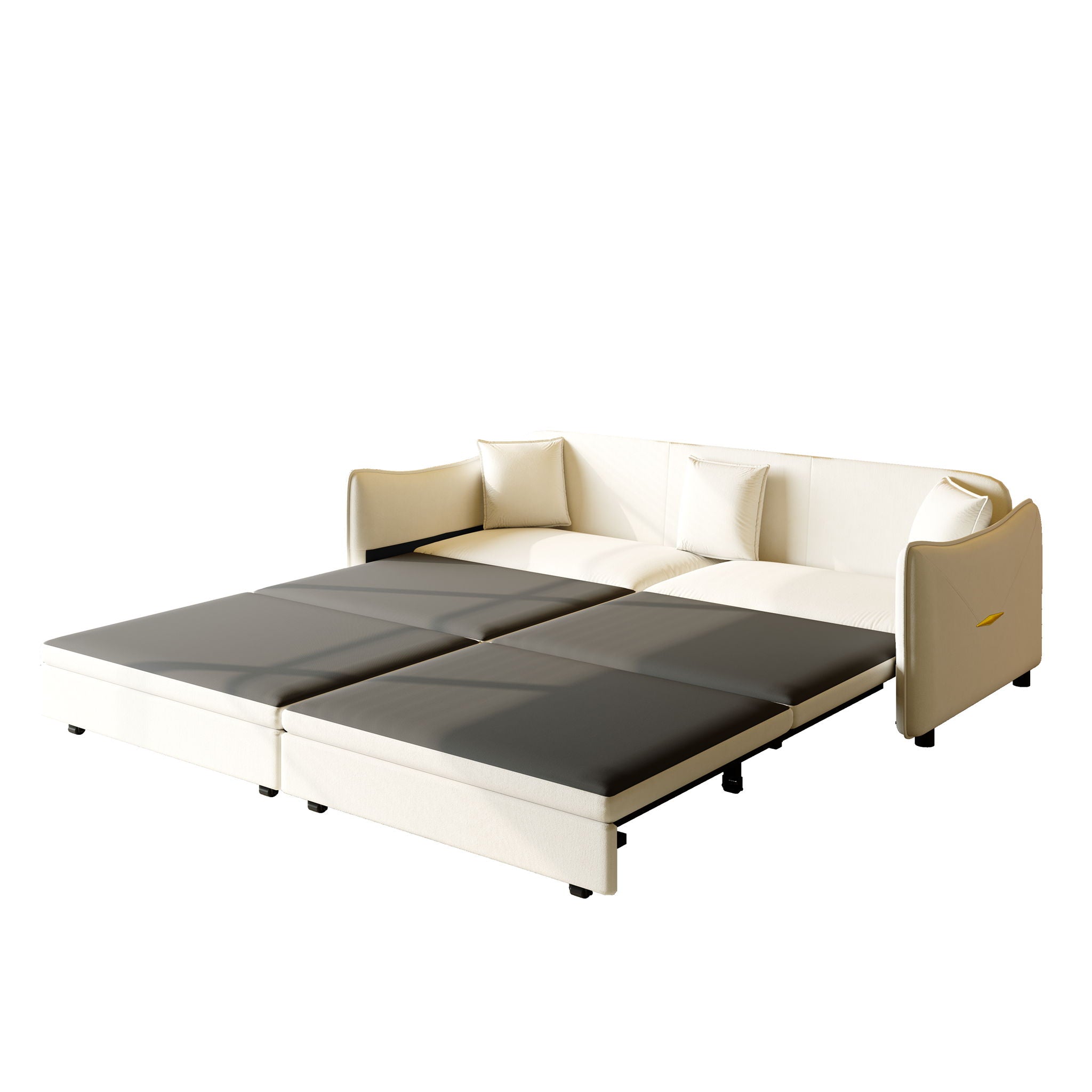 King Pull Out Sofa Bed, 3-In-1 Convertible Bed With 3 Pillows