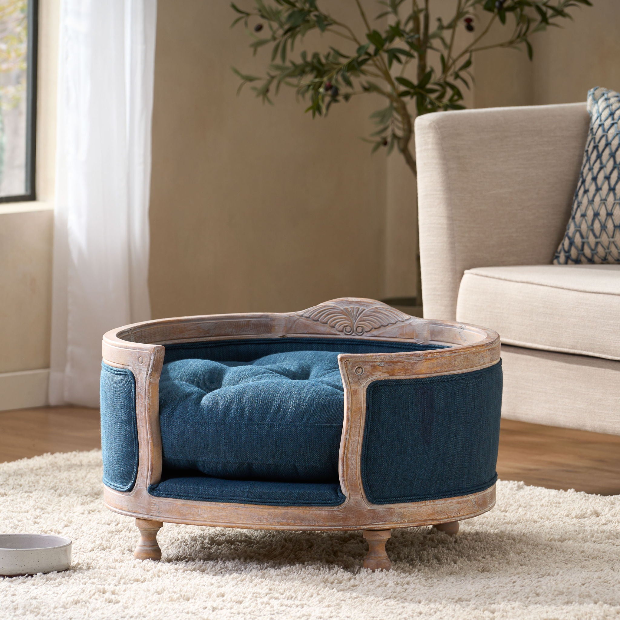 Upholstered Pet Bed, Fabric Dog Bed