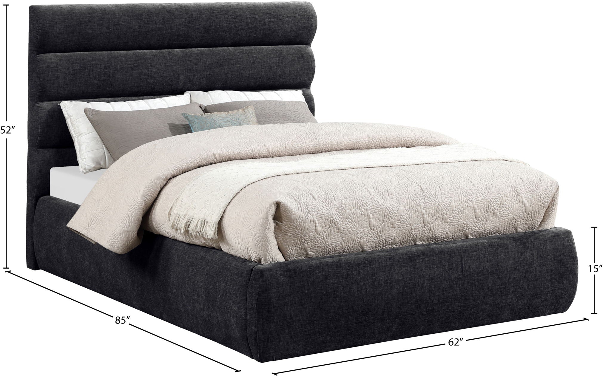Adam - Chenille Fabric Bed With 52" Headboard