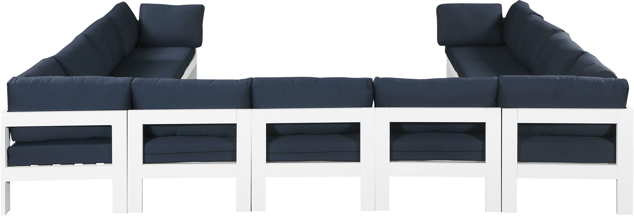 Nizuc - Outdoor Patio 11 Piece Modular Sectional With White Frame