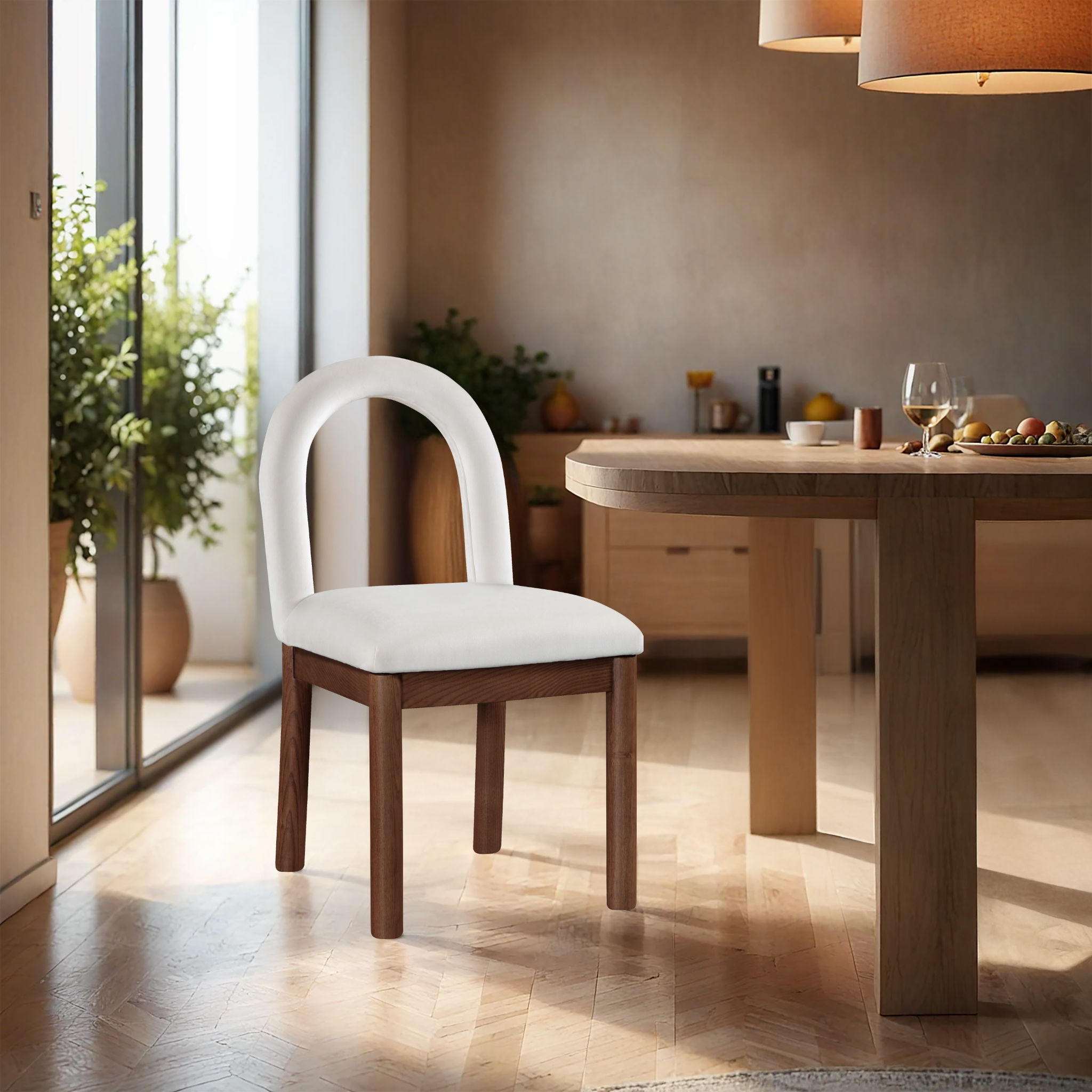 Conrad - Velvet Dining Chair With Brown Legs