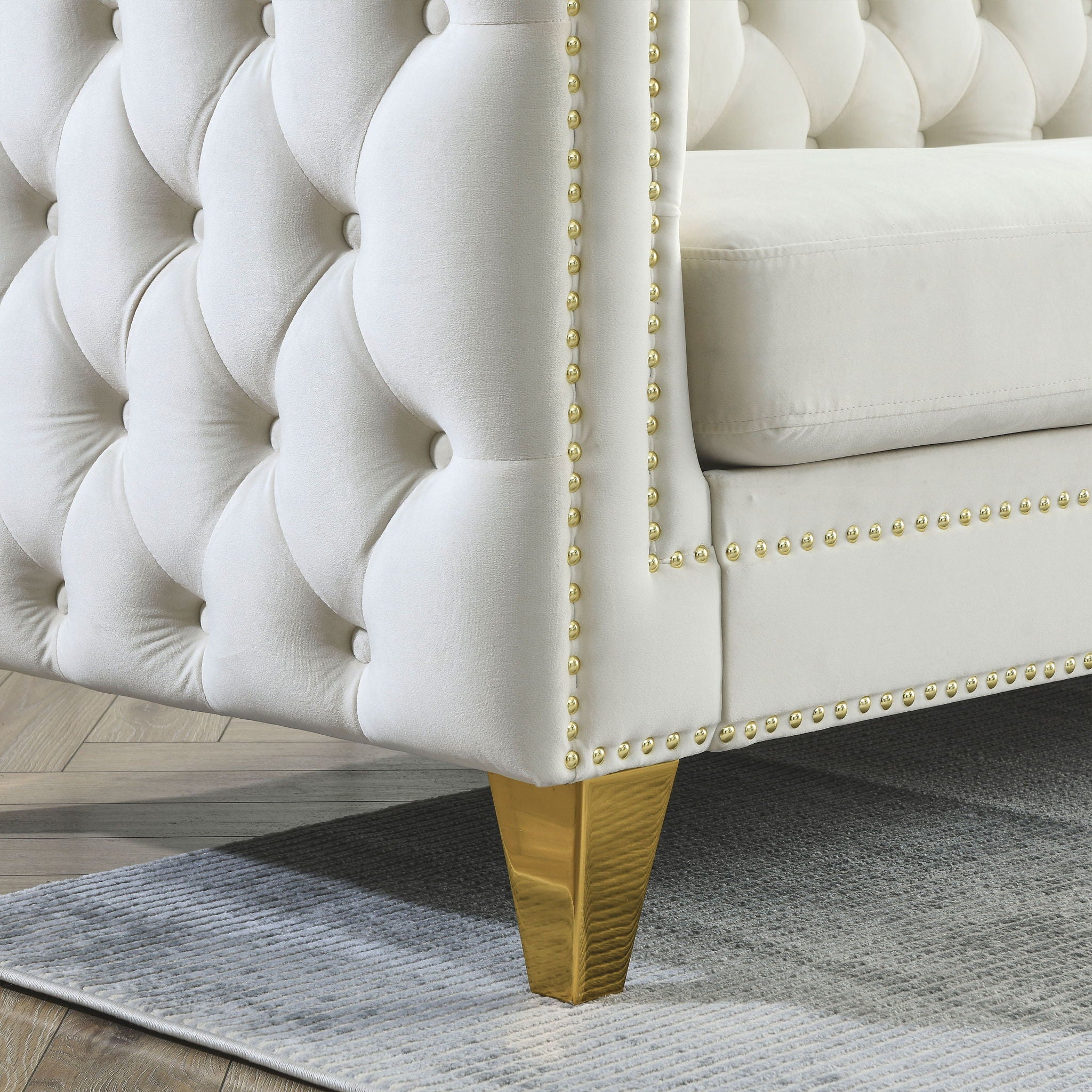 L-Shaped Corner Sofa, 5 Seater Sectional With Tufted Design